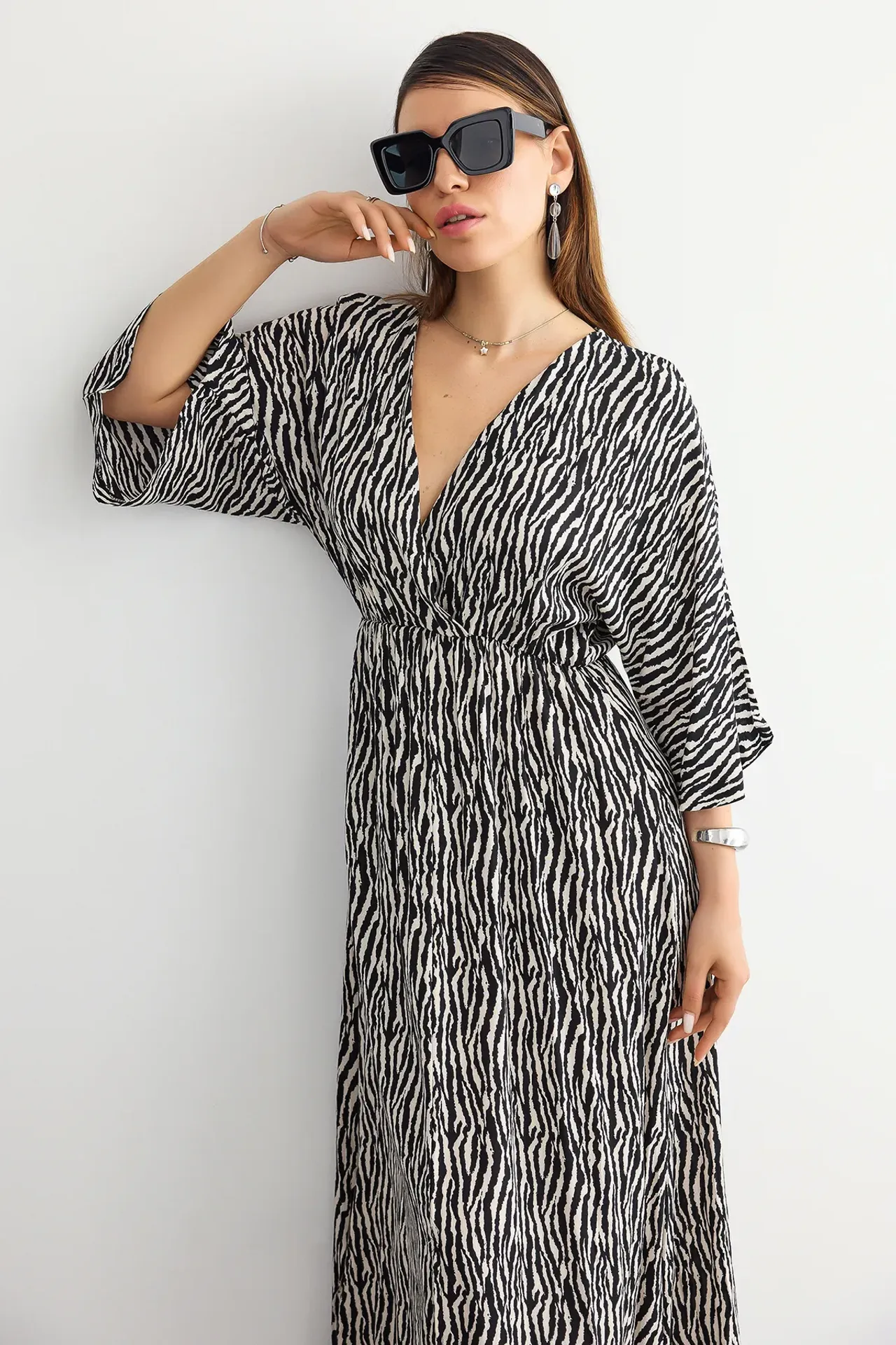 Floral Surplice Neck Maxi Dress