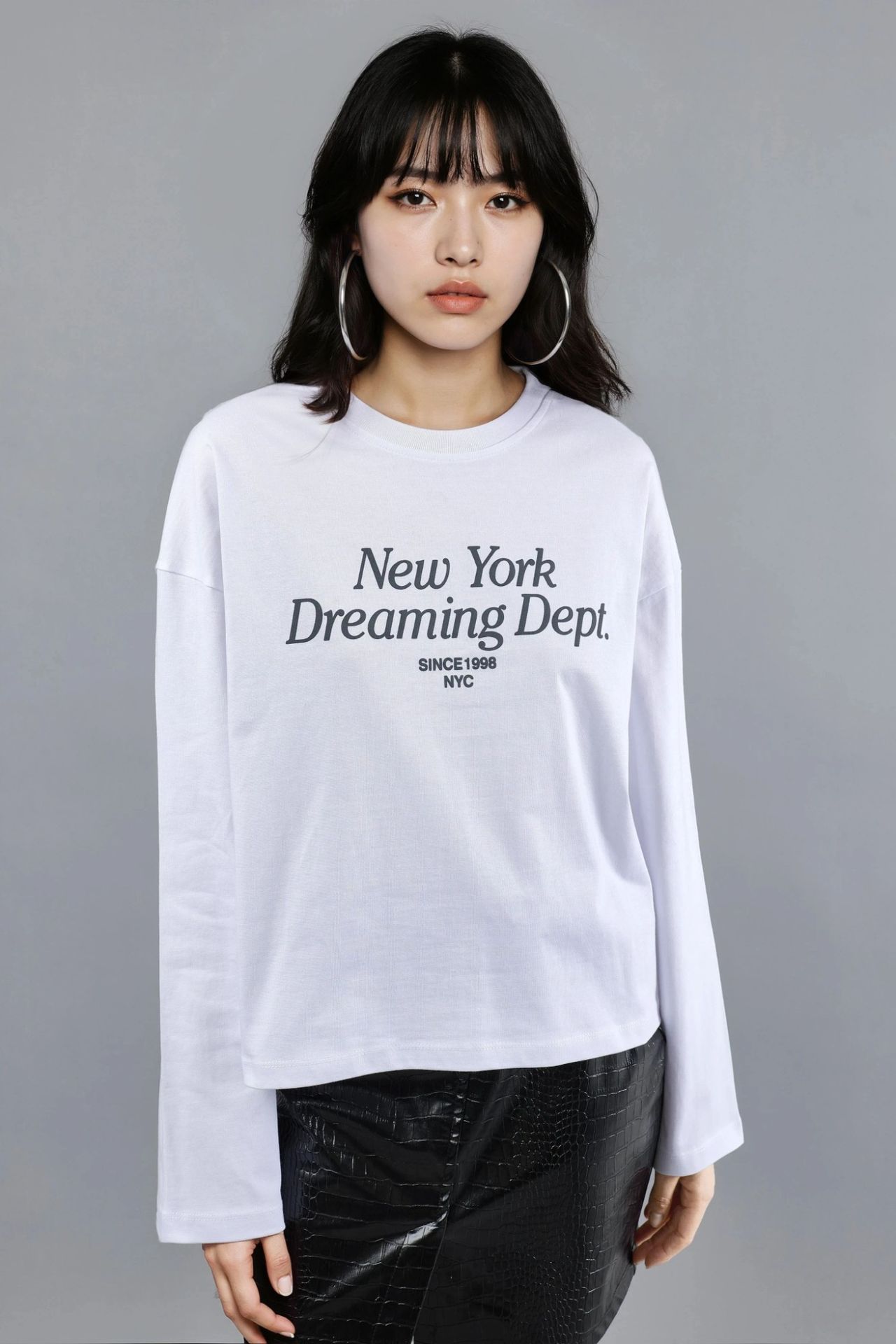 BUSEM Relaxed Fit Long Sleeve Crew Neck Back Printed Top 7