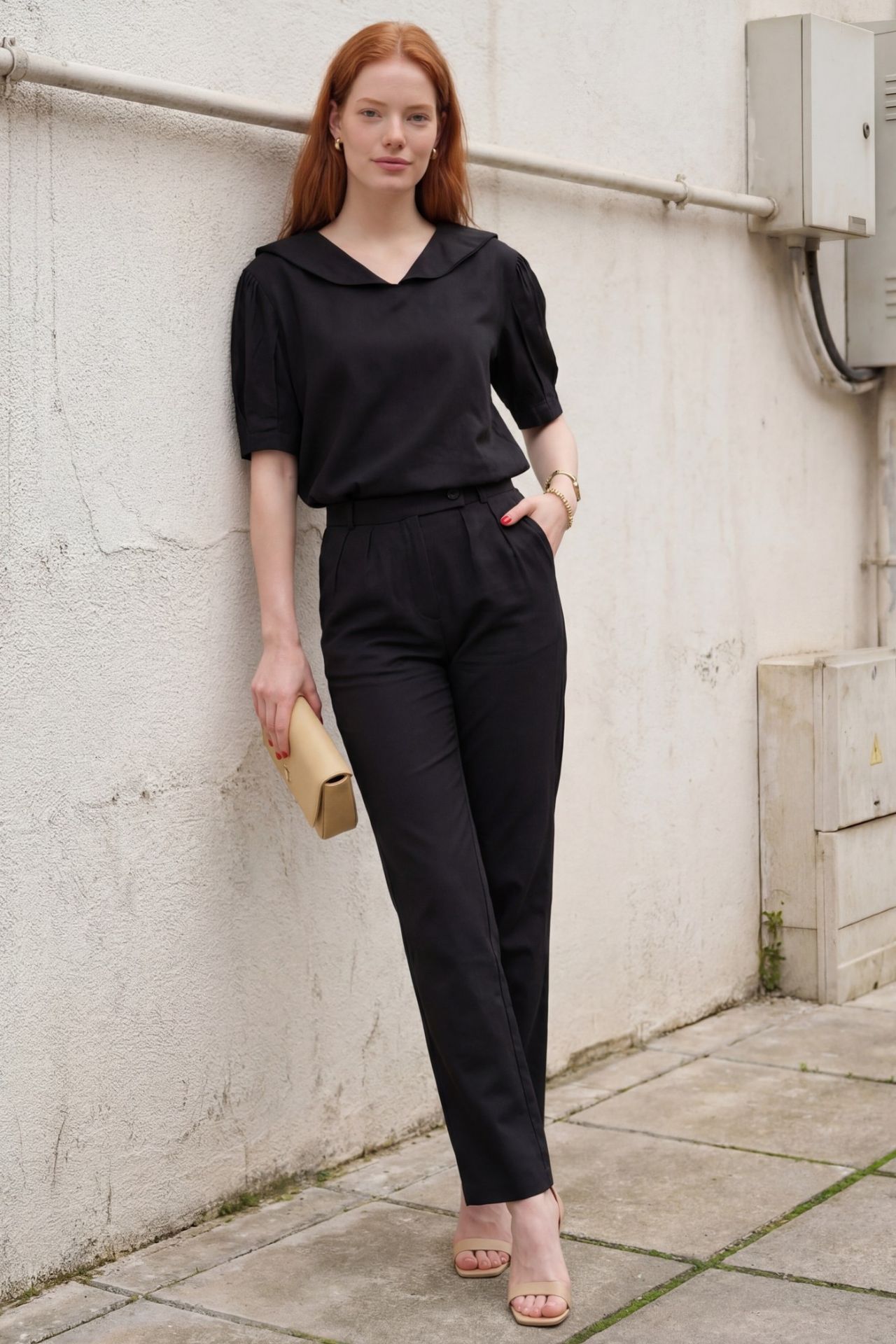 MY FASHION Shawl Collar Buttoned Two-Piece Coord Set 1