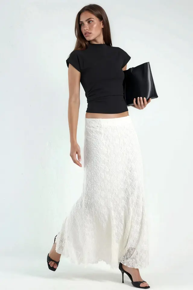 High Waist Lace Maxi Skirt
