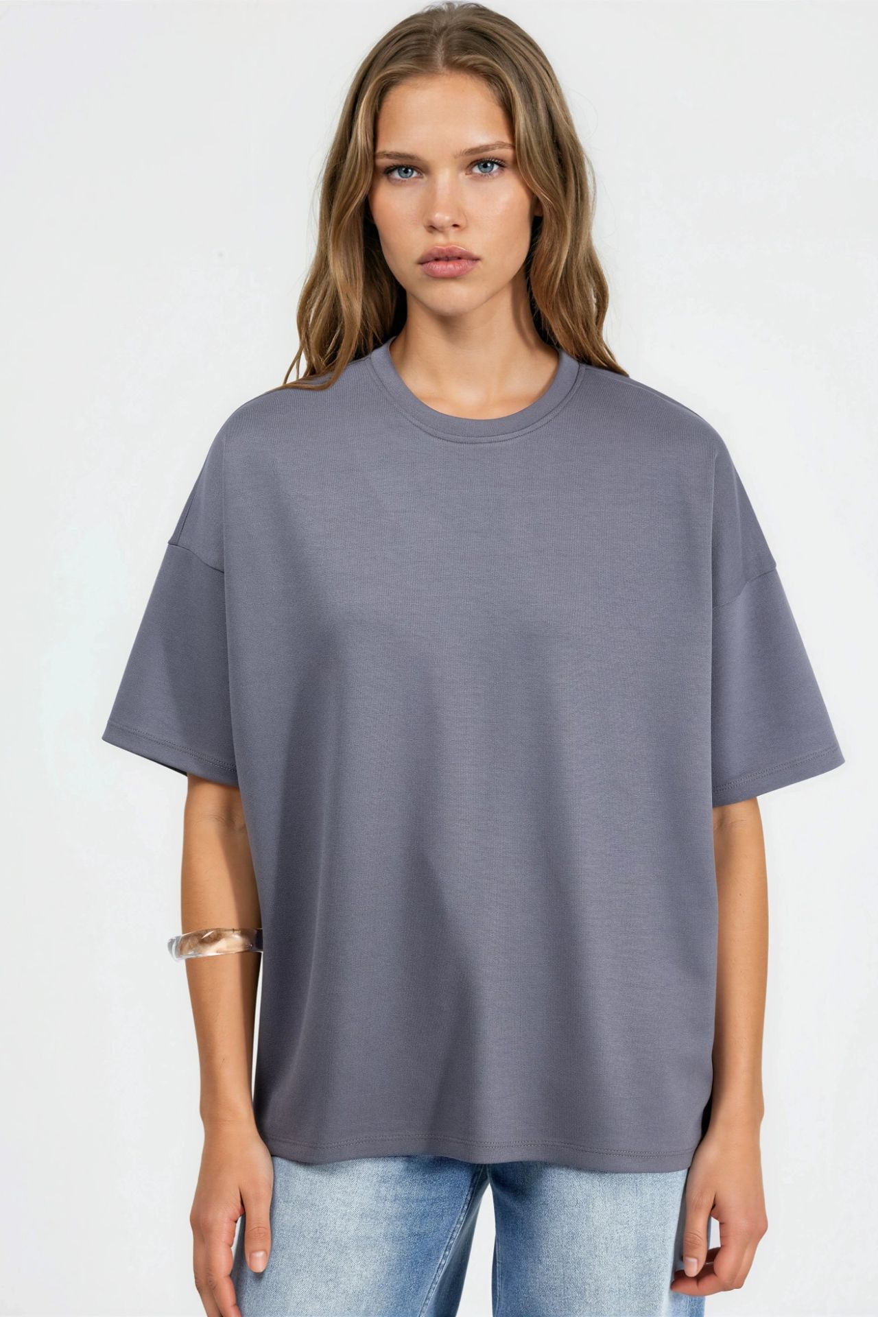 Oversized Crew Neck Modal Touch Knitted T-Shirt 7