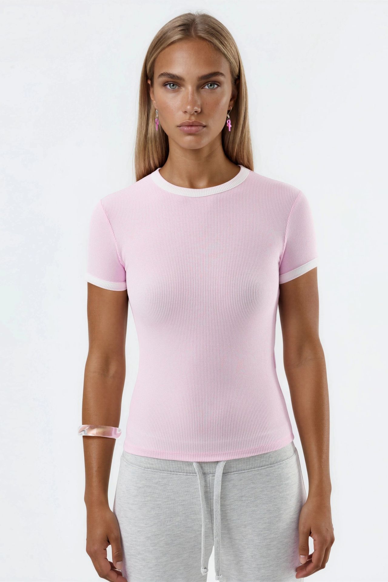 BUSEM Ribbed Crew Neck Short Sleeve T-Shirt 6