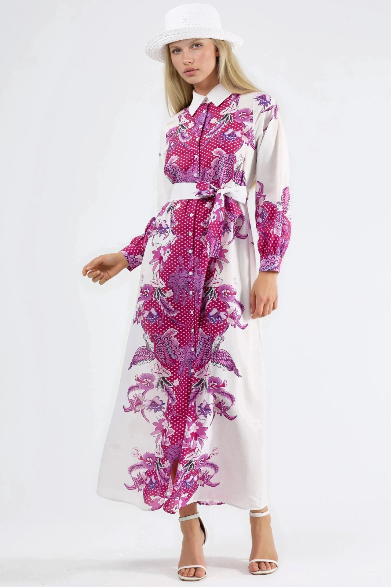 MSN Floral Belted Midi Dress 1