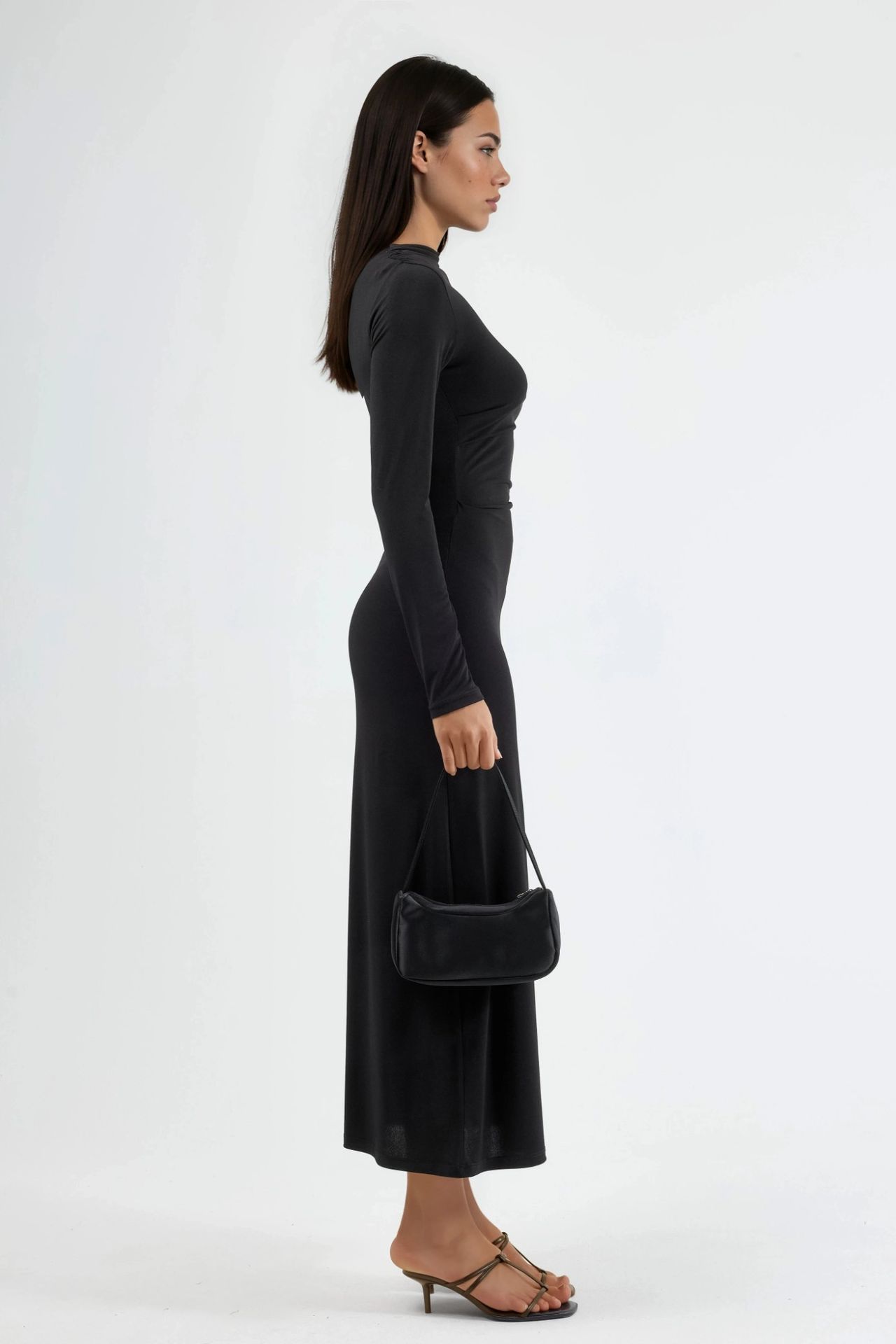 BUSEM Fitted Maxi Dress with Drape Detail 3