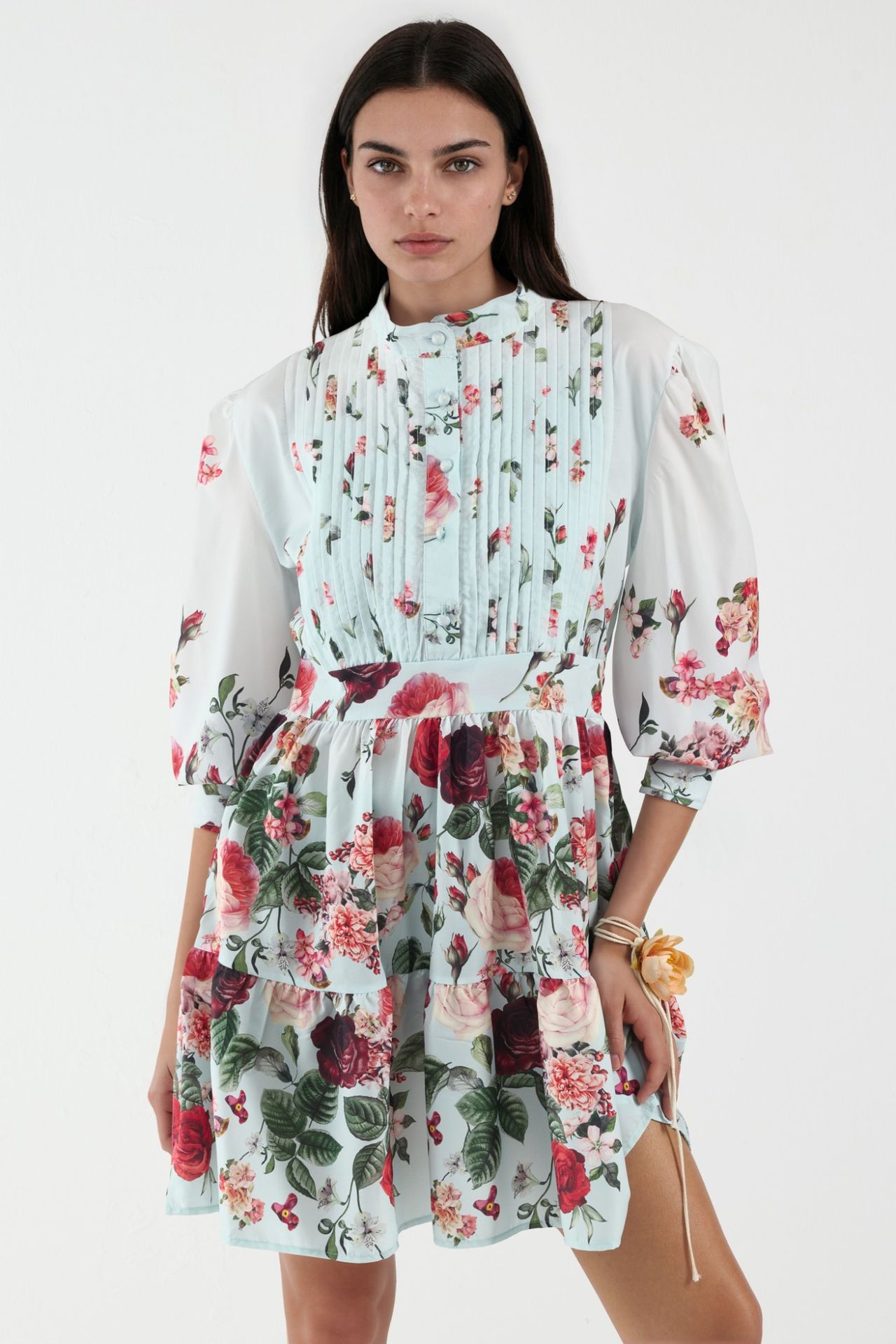 MSN Printed Long-Sleeve A-Line Mini Dress 1