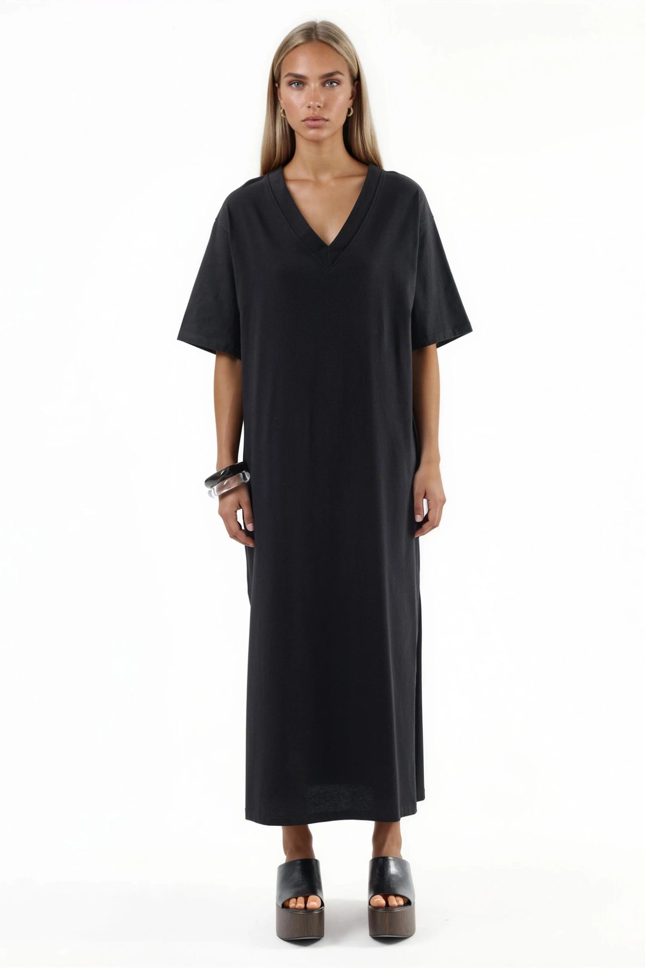 BUSEM V-Neck Loose Fit Midi Dress
