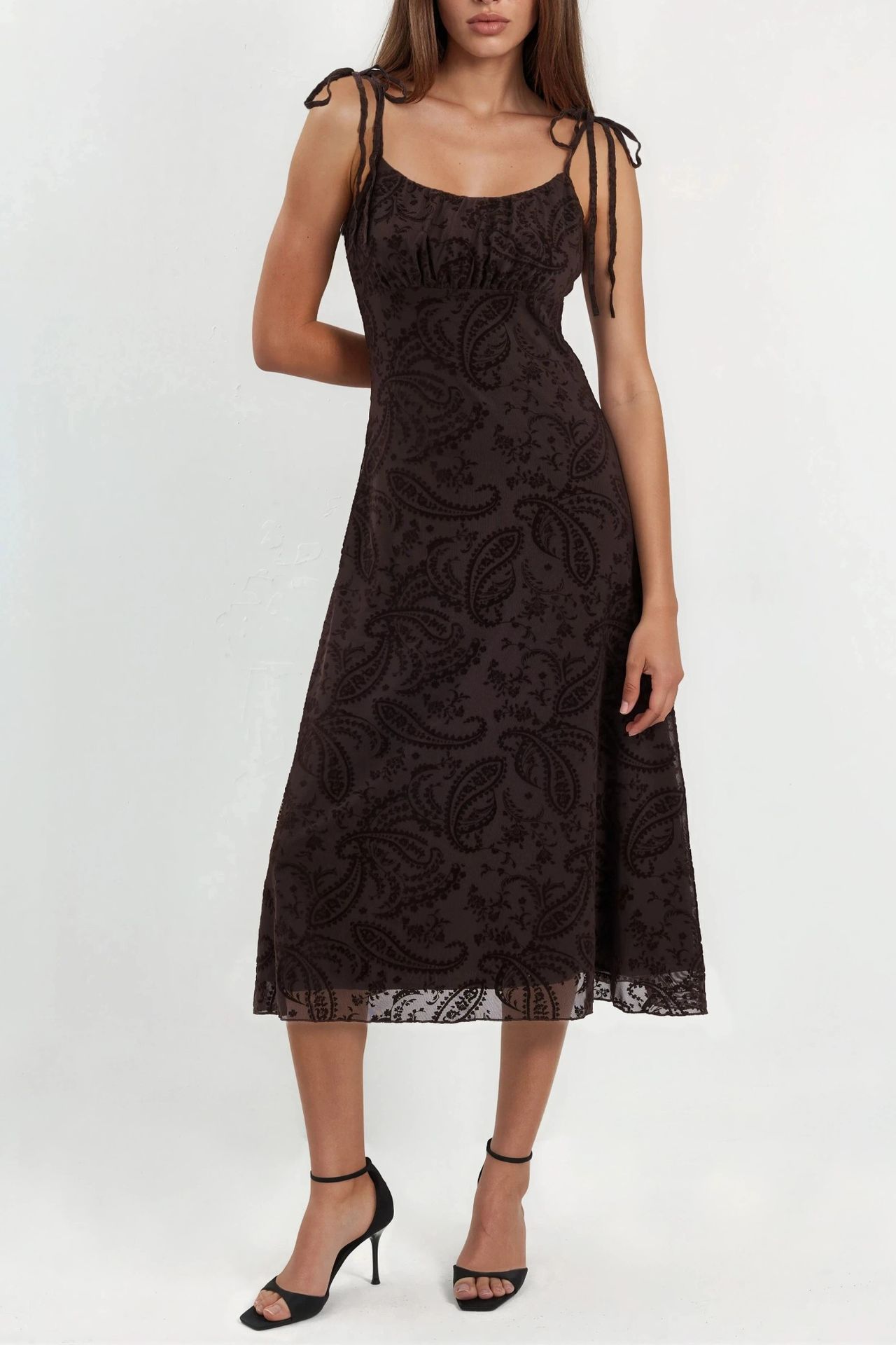 Floral A-Line Tulle Midi Dress 4