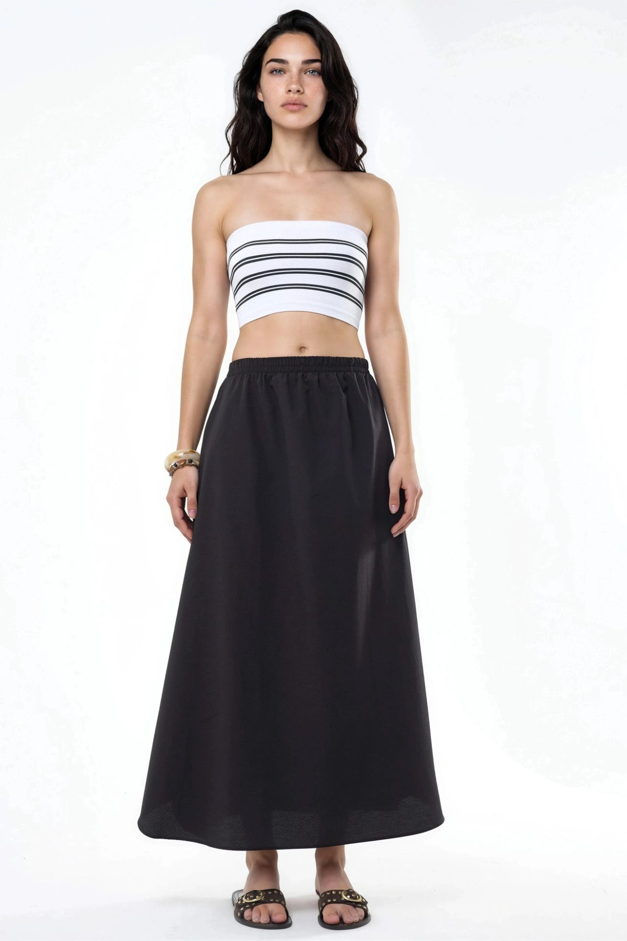 BUSEM High Waist Midi A-Line Skirt 7