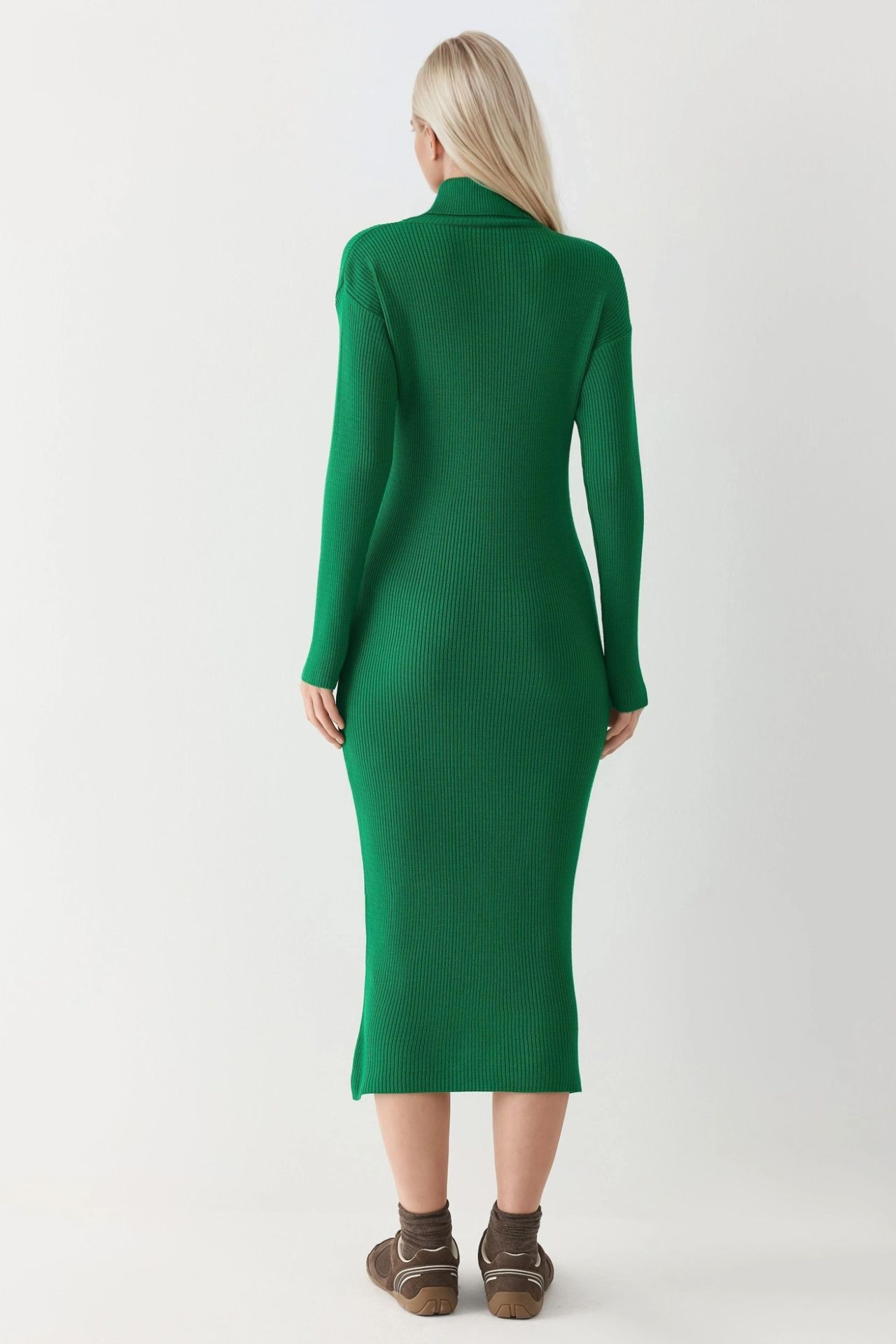 MY FASHION Ribbed Turtleneck Bodycon Knit Dress 2