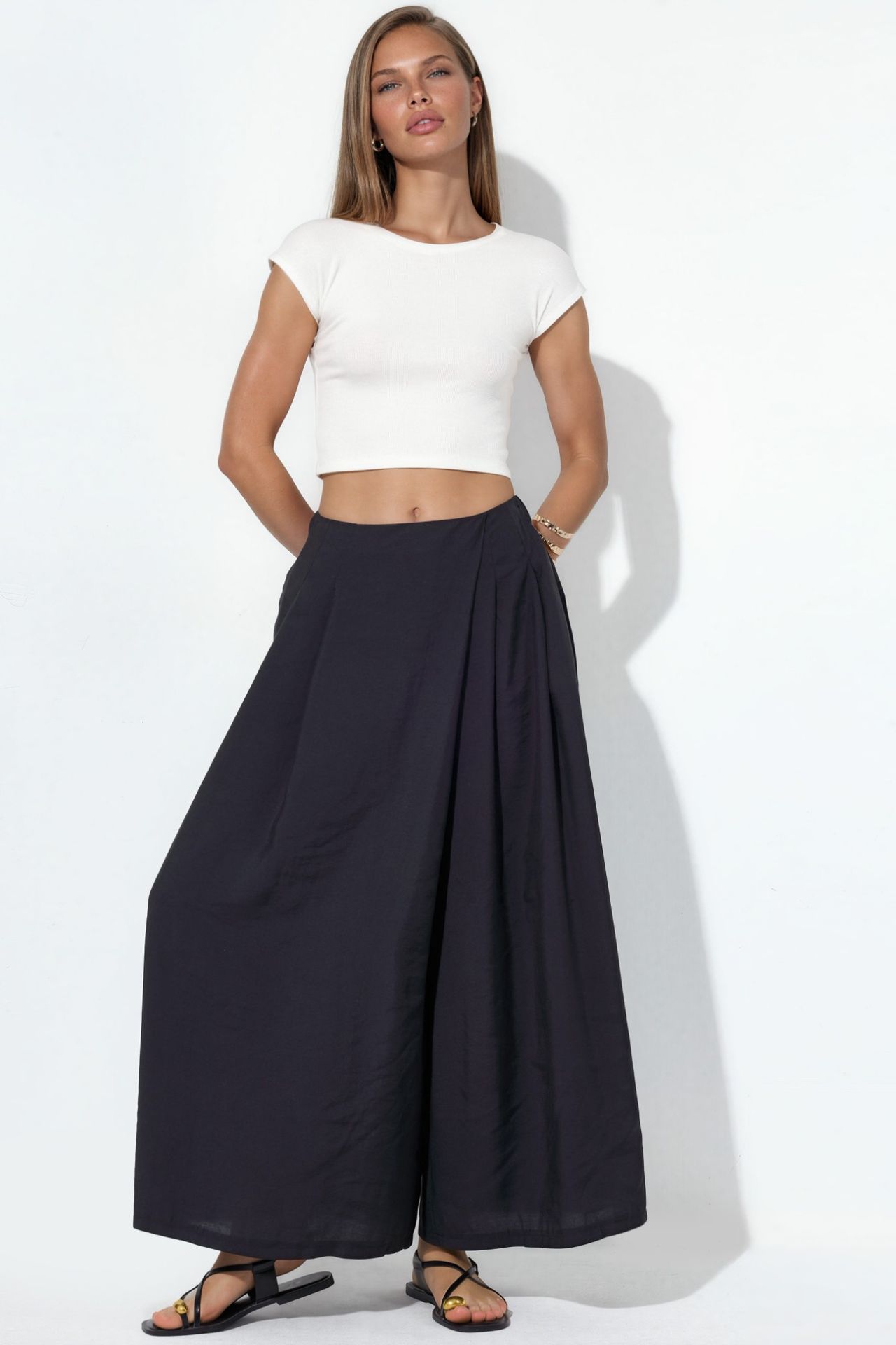 Wide Leg Palazzo Modal Pants
