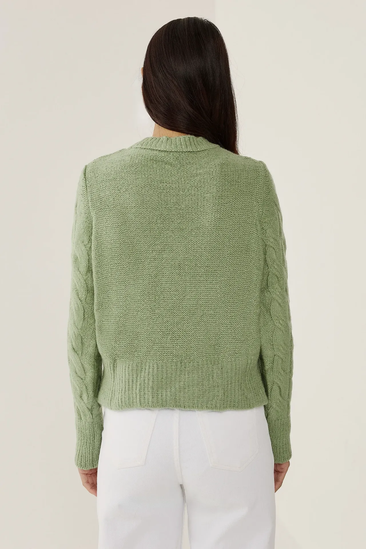 Hair Braid Pattern Crew Neck Sweater