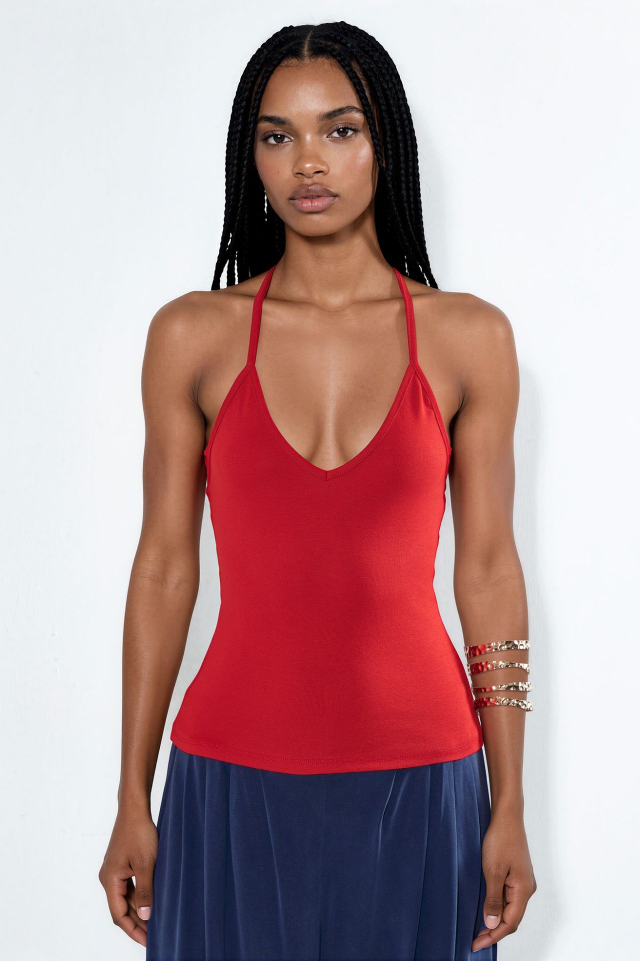 BUSEM Slim Fit Halter Yaka Jarse Bluz 5