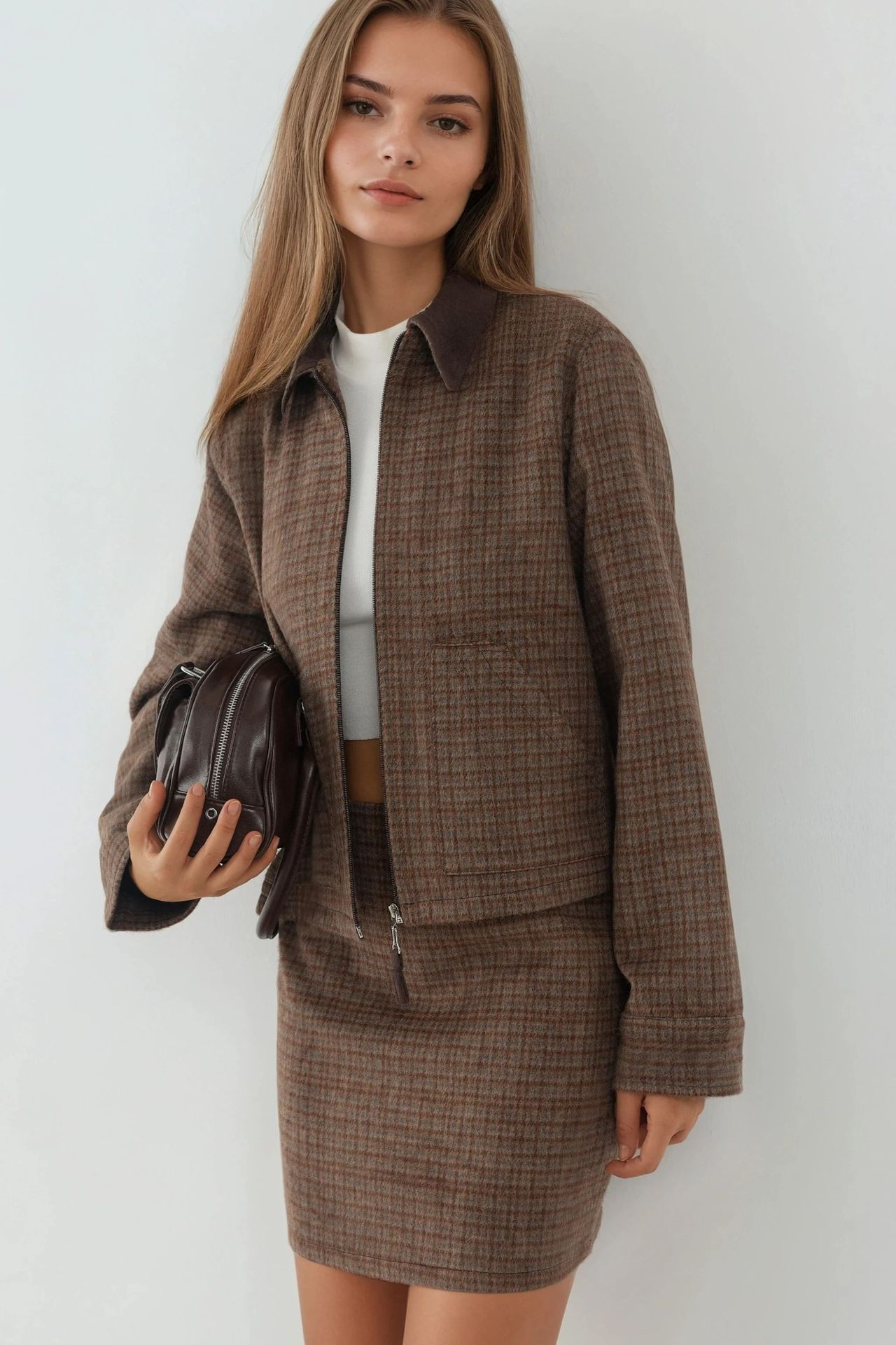 Fitted Mini Skirt with Plaid Print 5