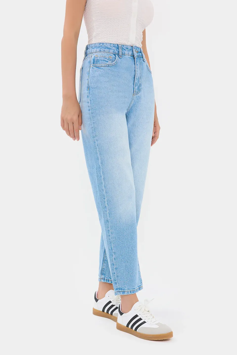 Faded High Waist Straight Leg Jeans