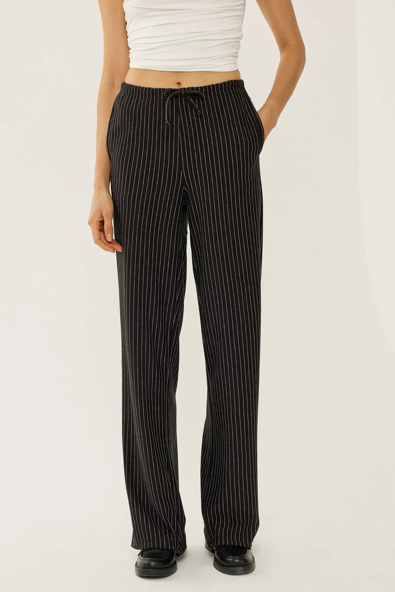 Elastic Waist Striped Pants