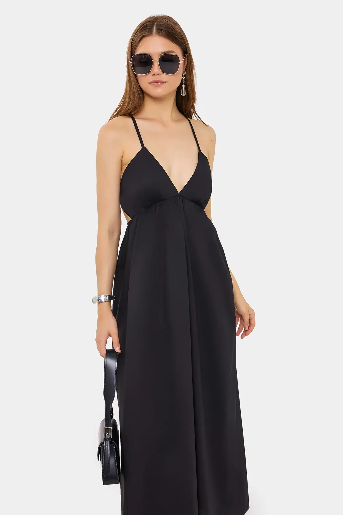 Cotton Maxi Dress with Spaghetti Straps and Tie-Back 3