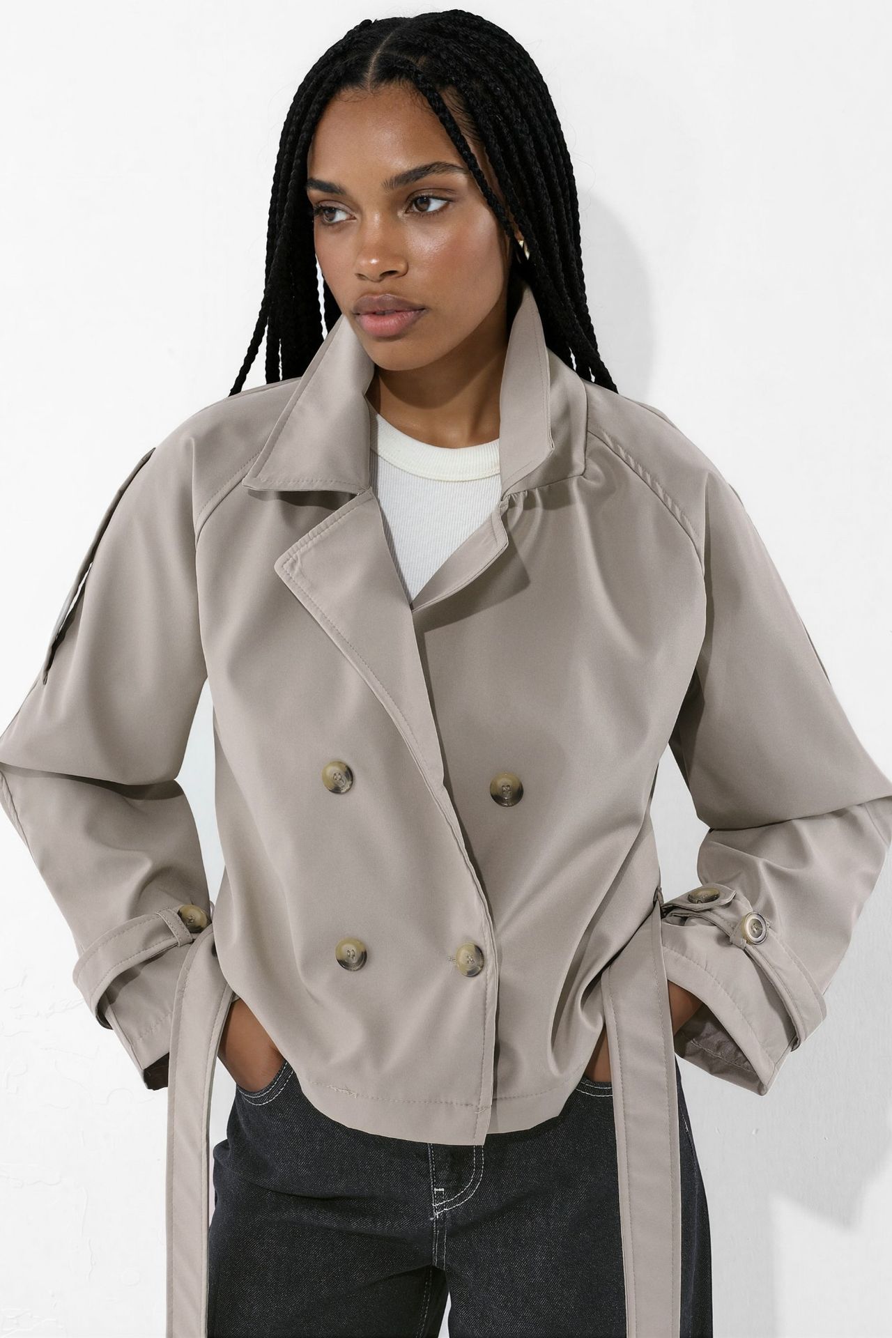 Short Double-Breasted Trench Coat 2