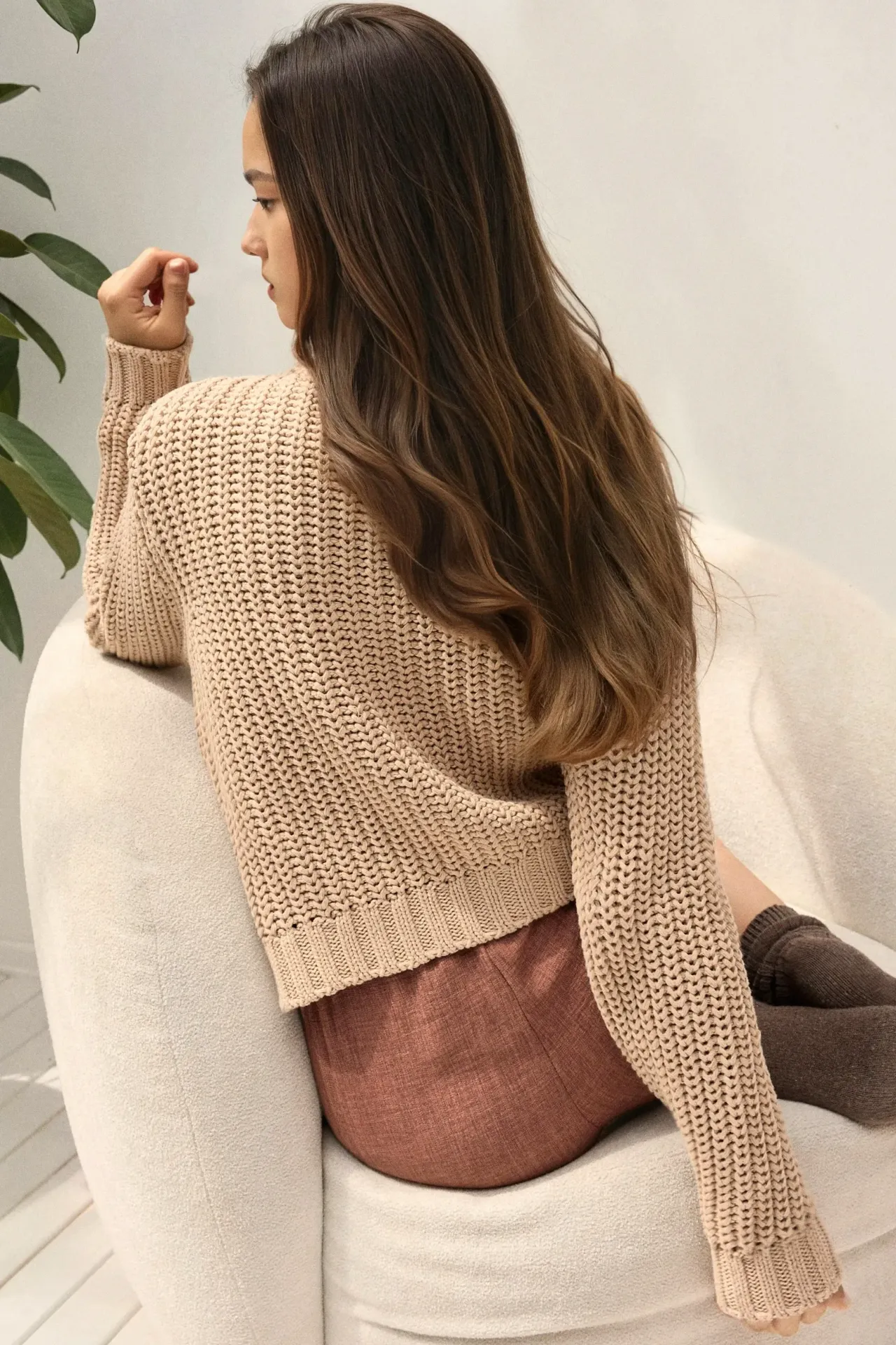 Textured Knitwear Crew Neck Cardigan 5