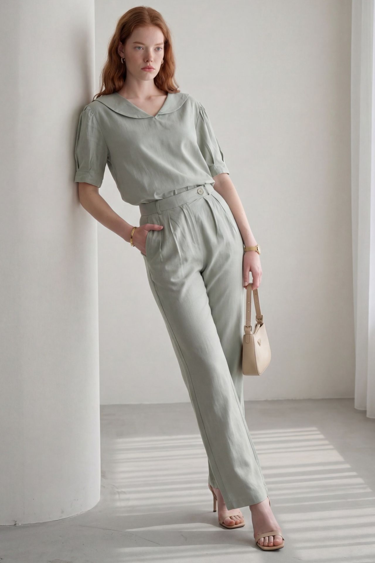 MY FASHION Shawl Collar Buttoned Two-Piece Coord Set 4