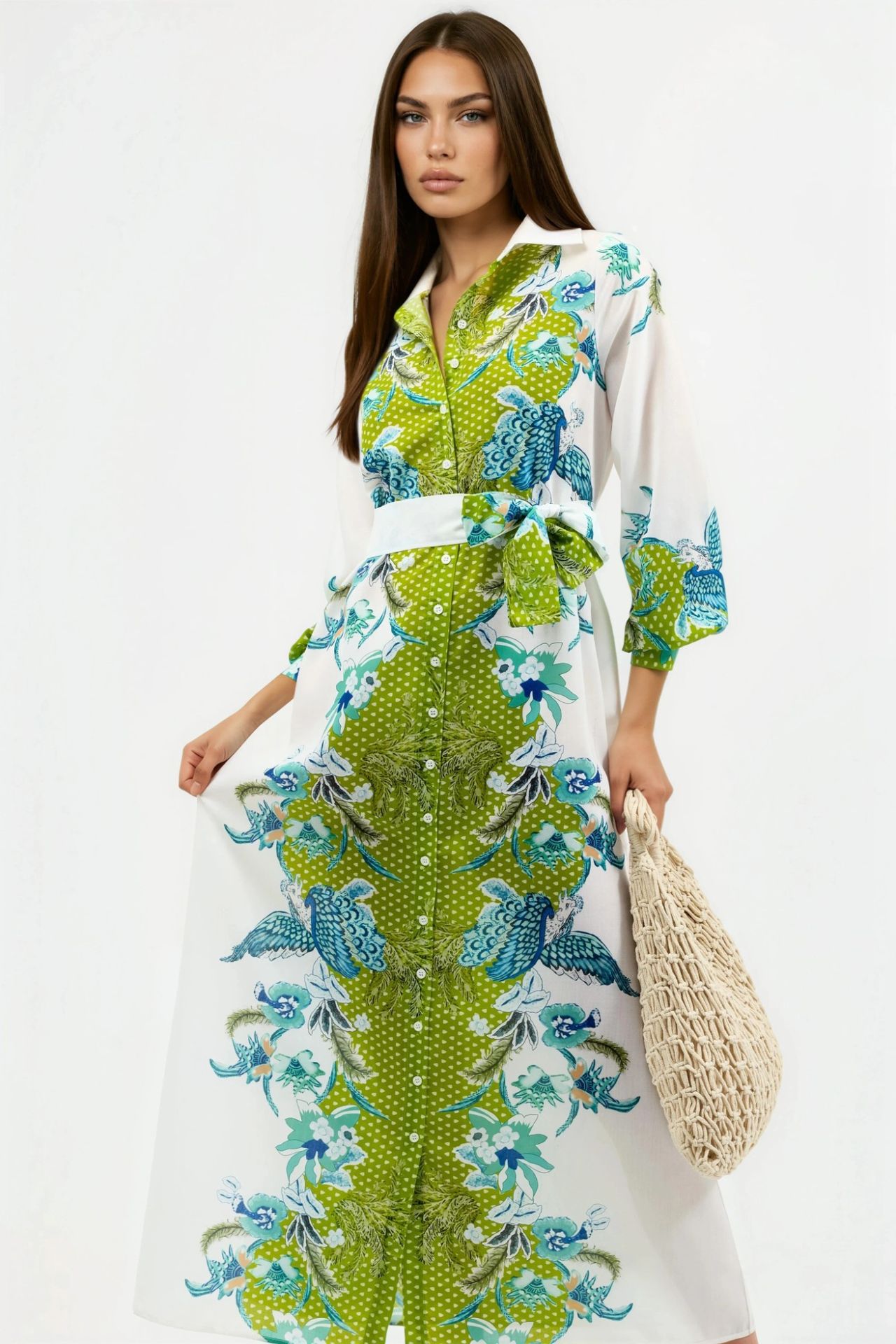 MSN Floral Belted Midi Dress 1