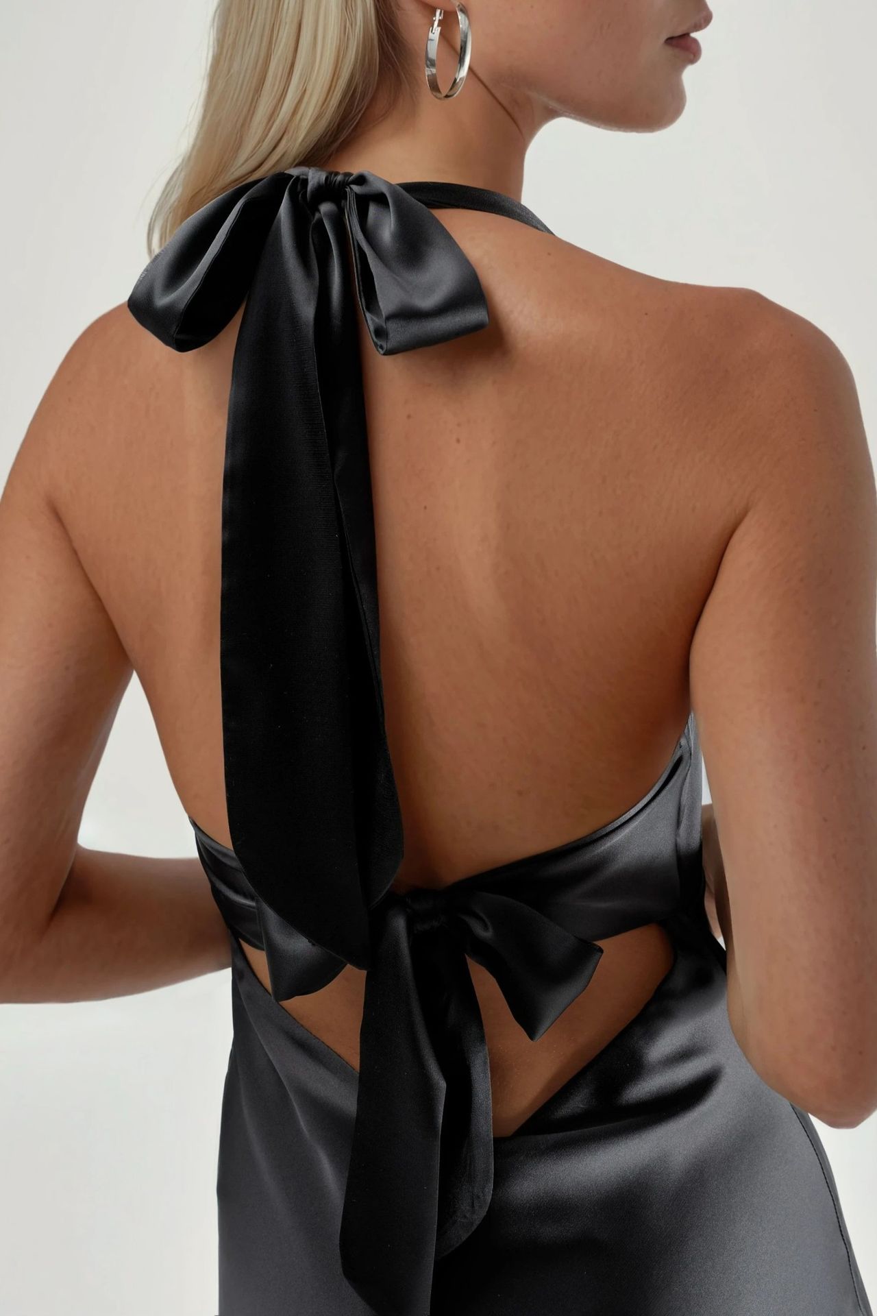 Halter Neck V-Neck Satin Maxi Dress 6