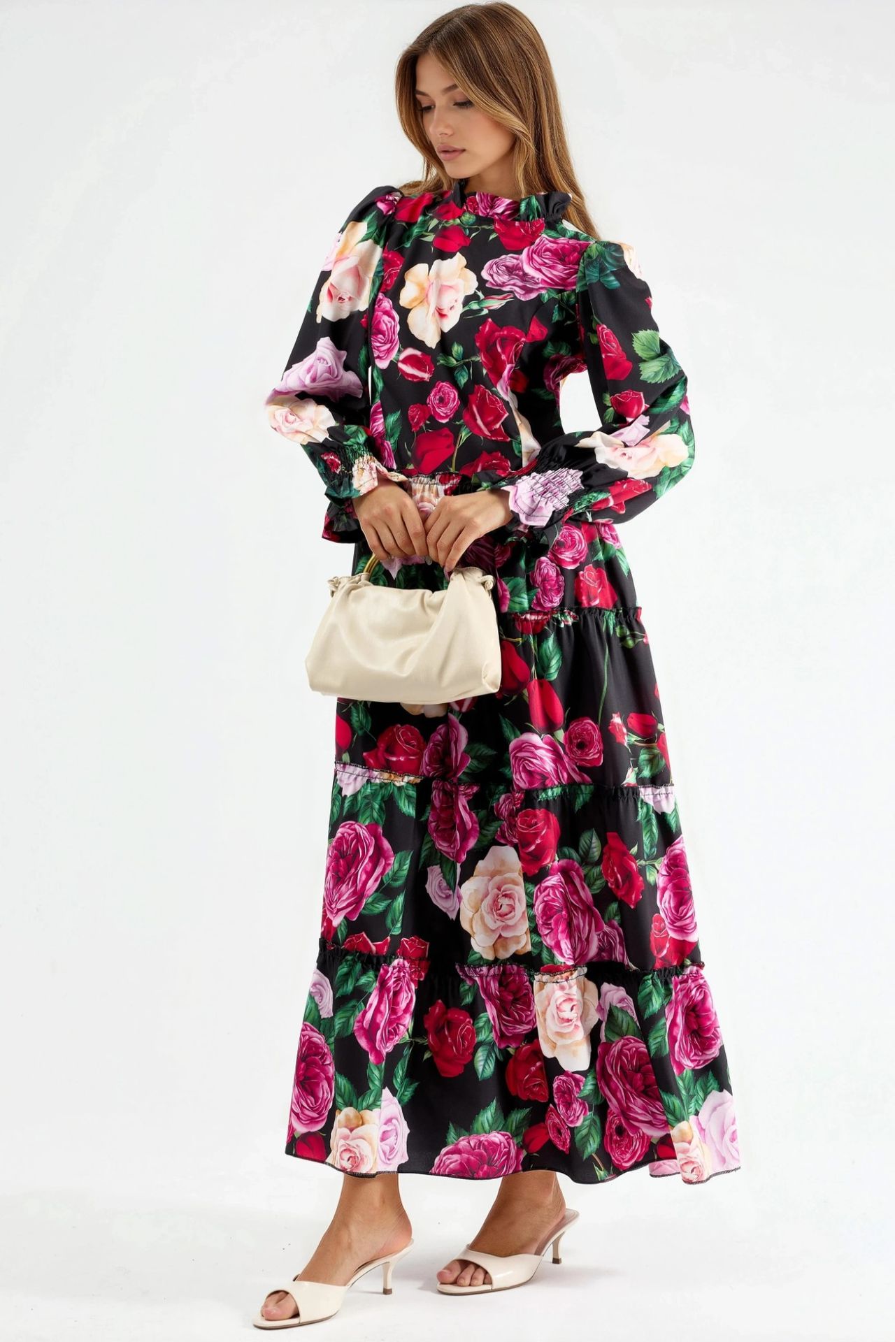 MSN Floral Crew Neck Maxi Dress 1