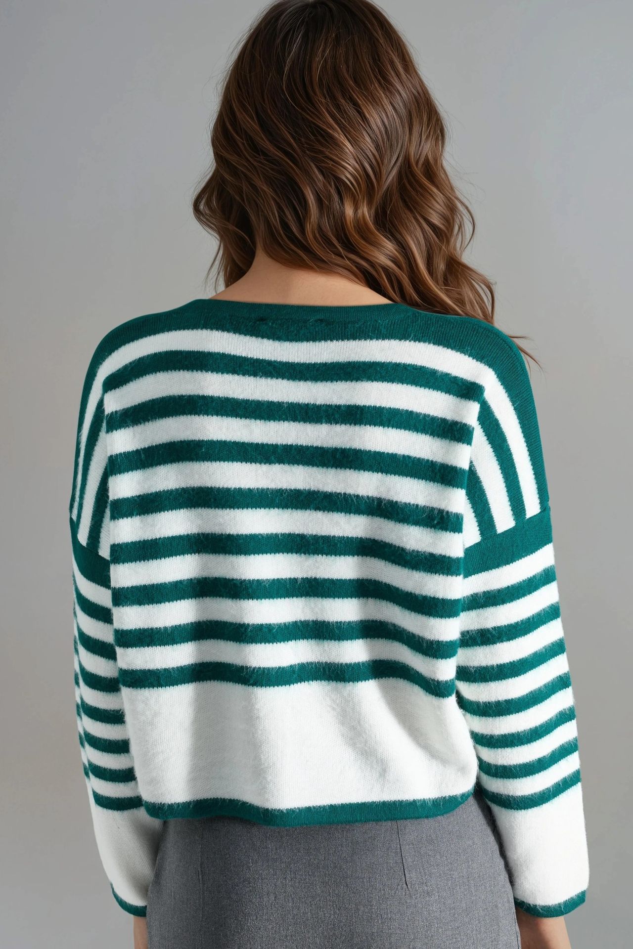 MY FASHION Striped Knit Cardigan with Button Closure 3