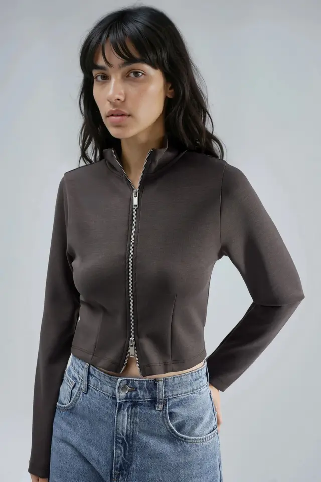 BUSEM Fitted Knitted Jacket with Zipper Closure