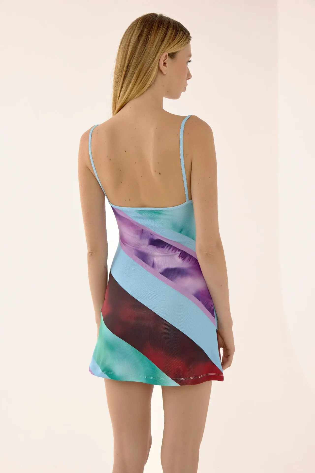 Cut Out Detail Colourful Mini Dress