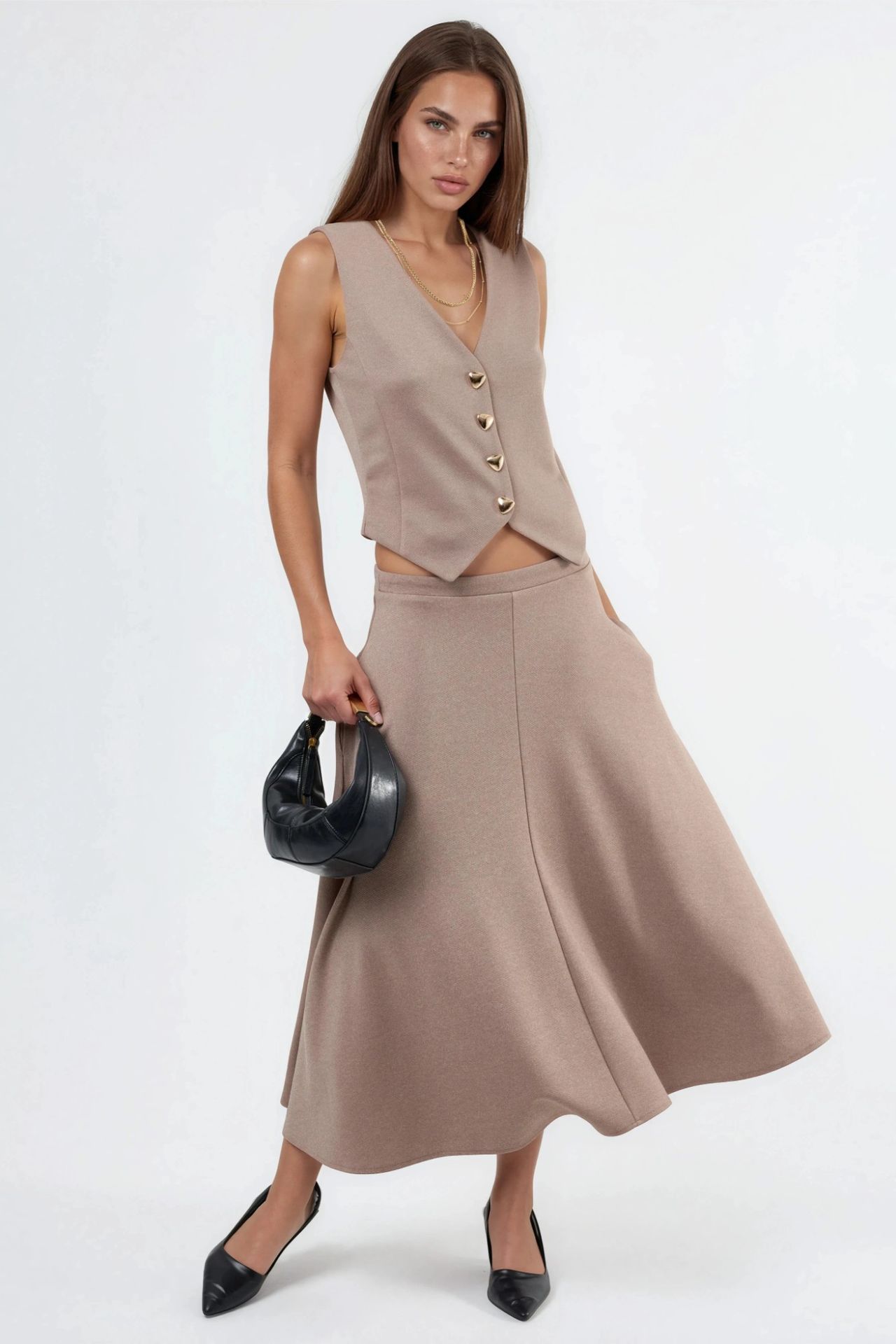BUSEM Solid V-Neck Buttoned Vest 5