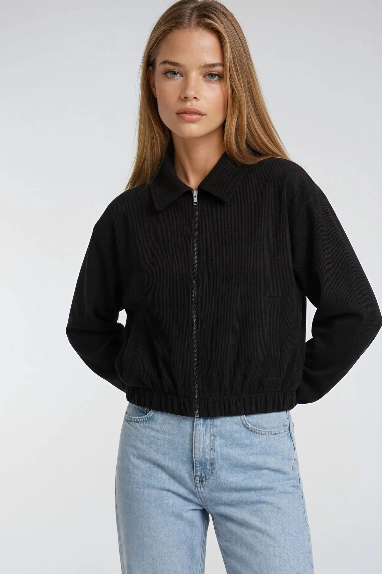 MIXRAY Relaxed Fit Zipper Jacket with Pockets 1