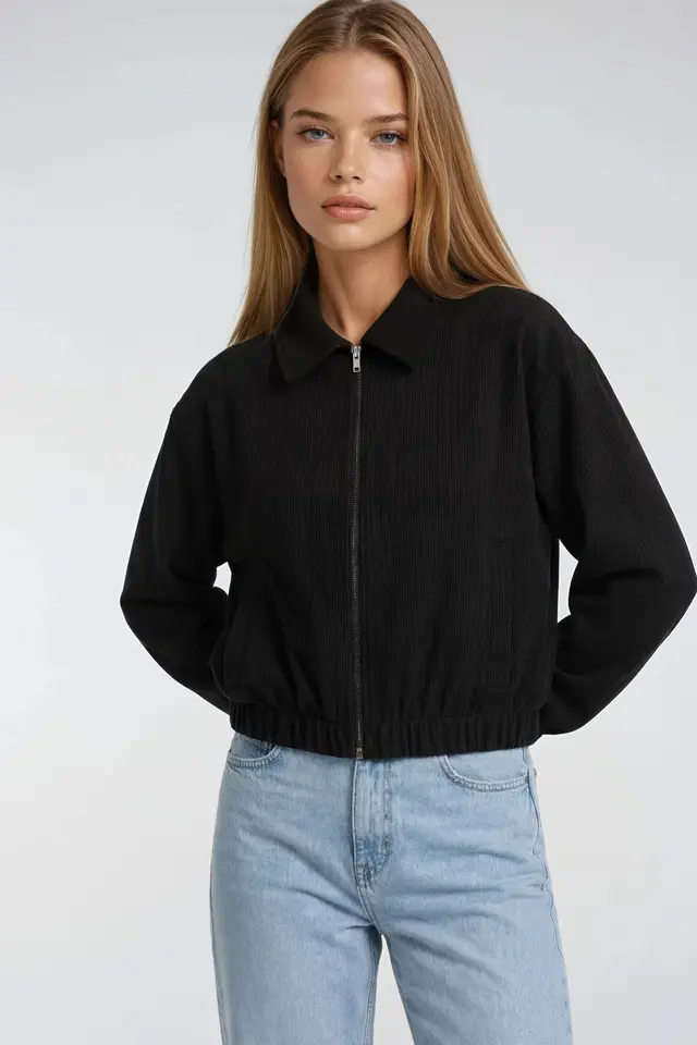 MIXRAY Relaxed Fit Zipper Jacket with Pockets
