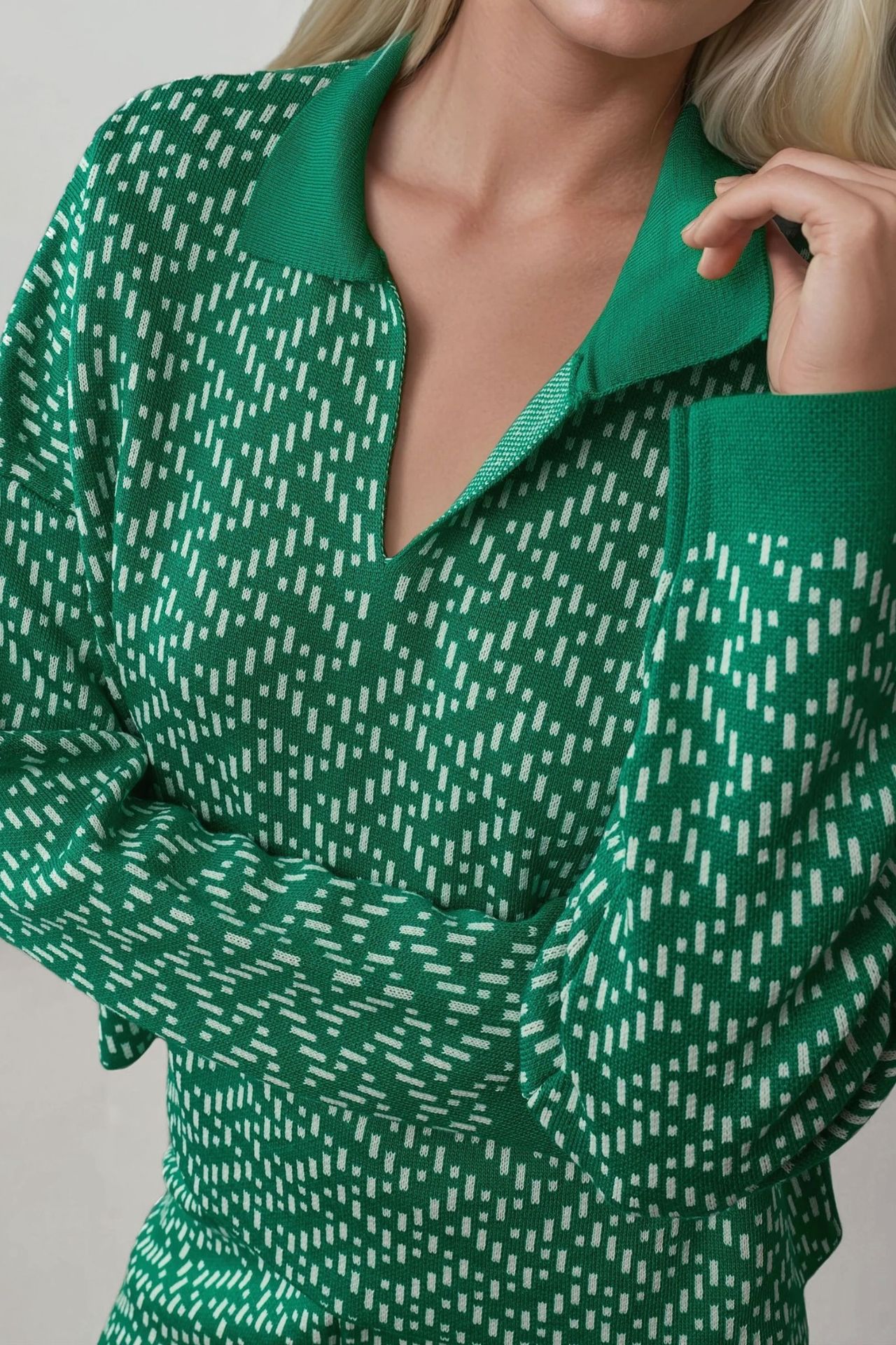 MY FASHION Patterned Knitwear Polo Sweater 6