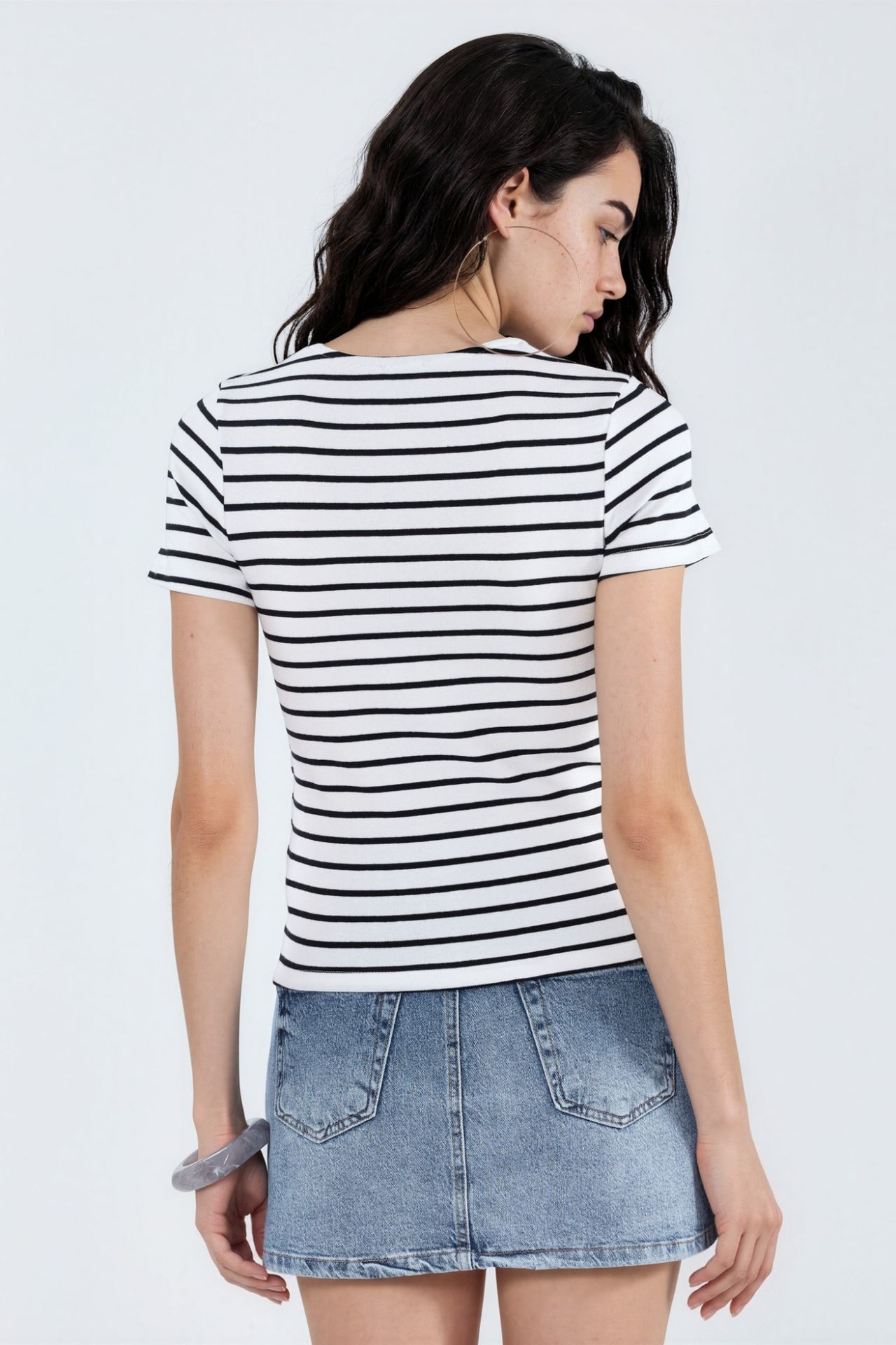 BUSEM Striped Crew Neck Cotton T-Shirt 2