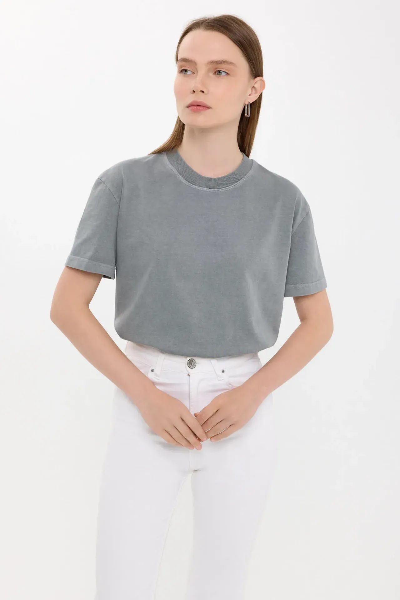 Casual Solid Crew Neck T-Shirt