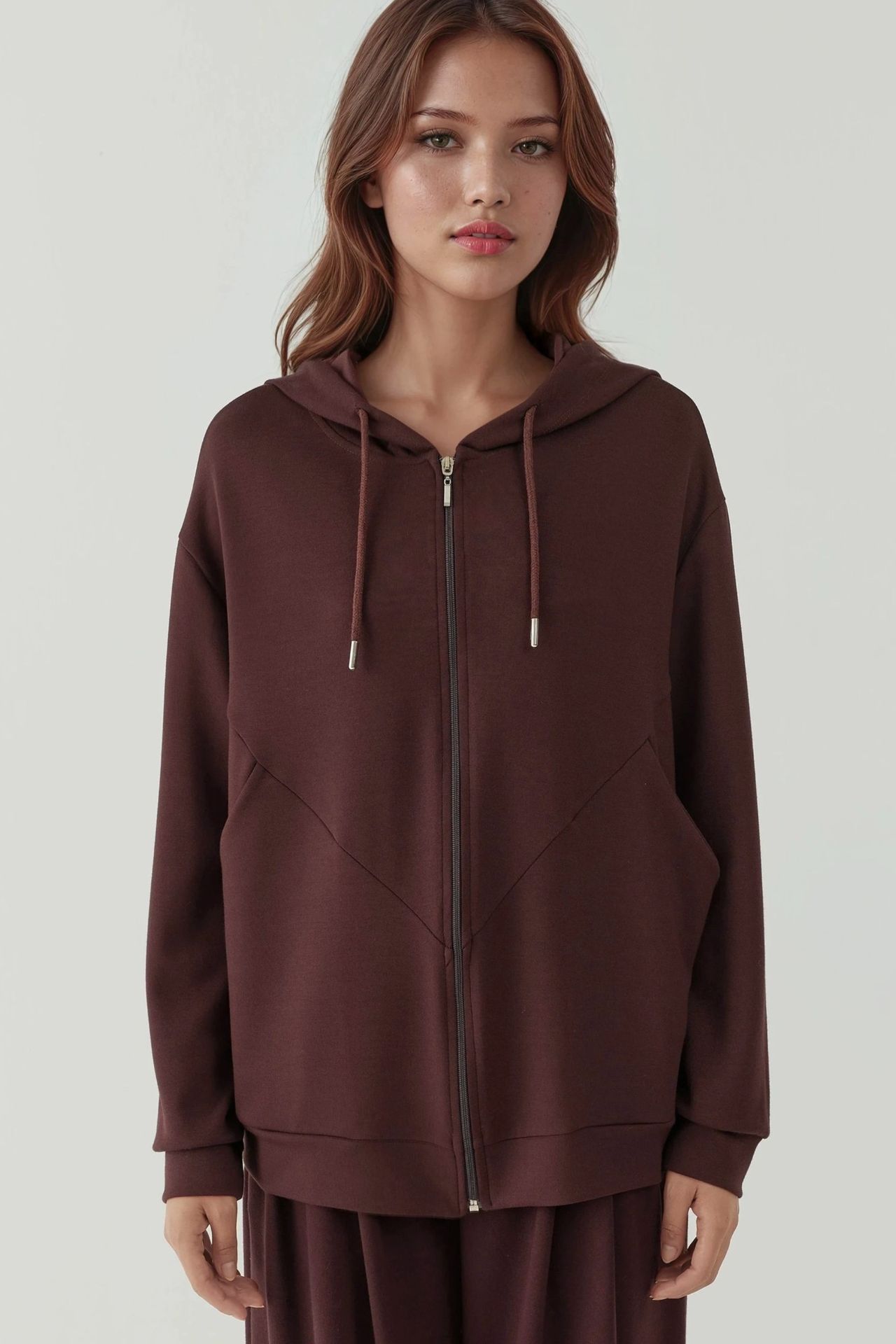 Modal Touch Fermuarlı Kapşonlu Sweatshirt 7