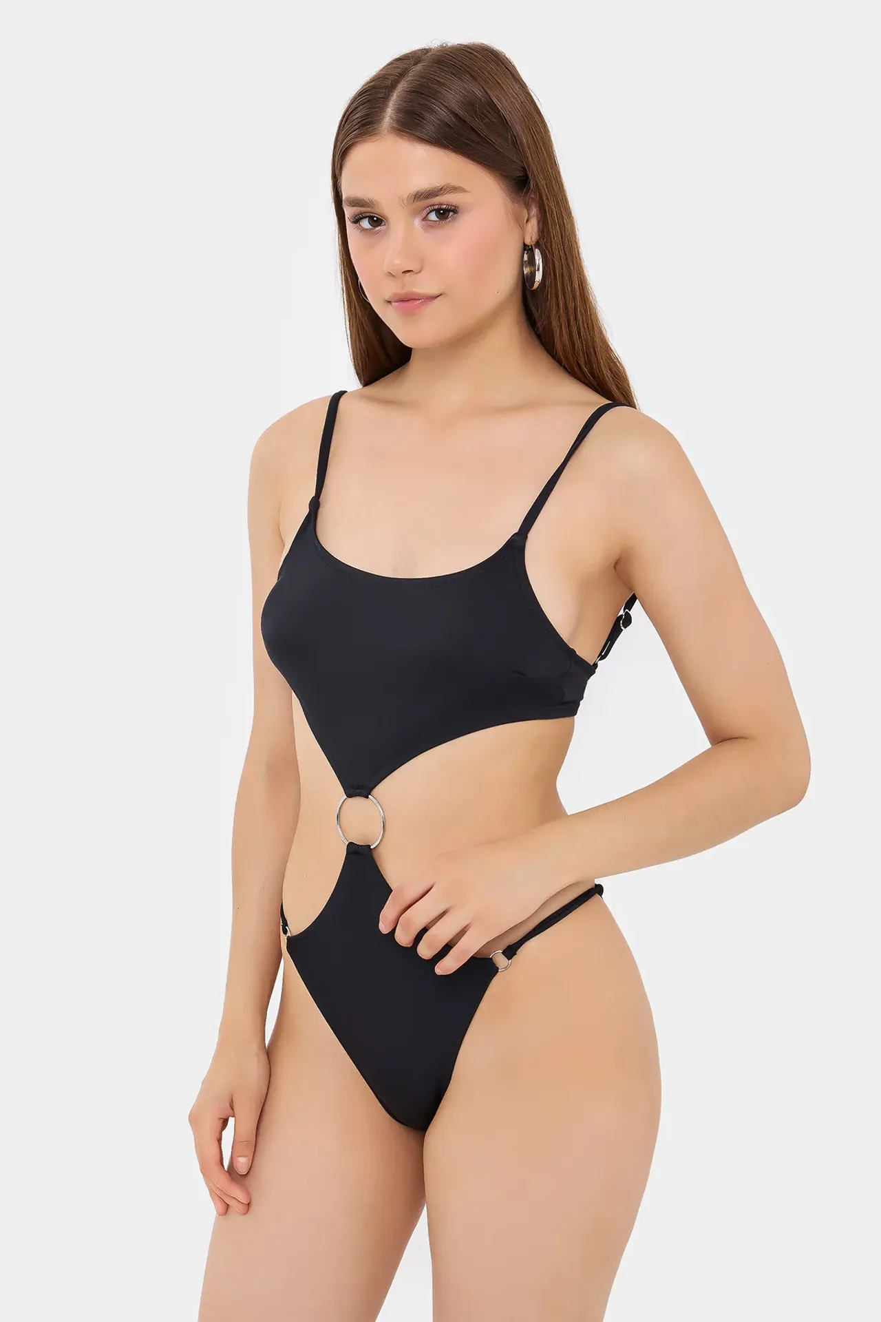 Scoop Neck Cut out Bikini set with a Ring Detail