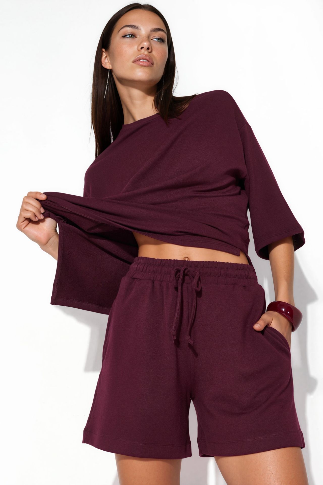 BUSEM Mid-Waist Drawstring Sweat Shorts 1