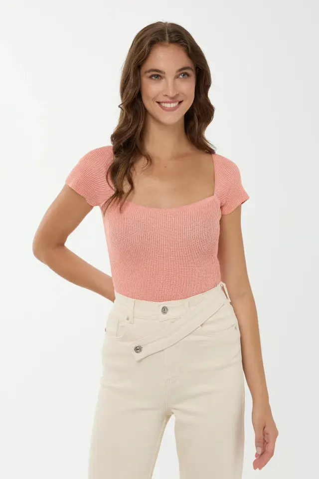 Square Collar Knitted Top