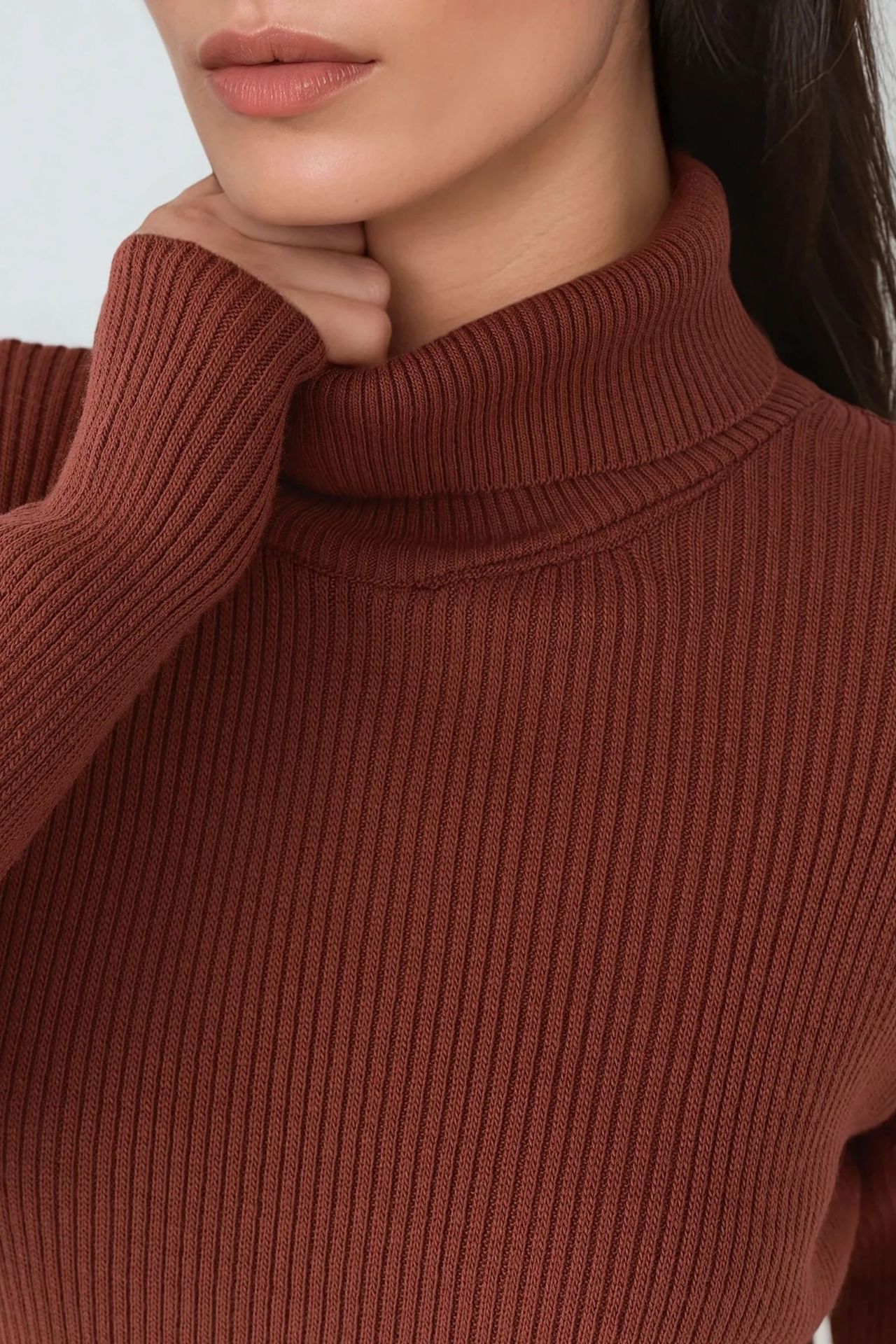 MY FASHION Ribbed Turtleneck Bodycon Knit Dress 5