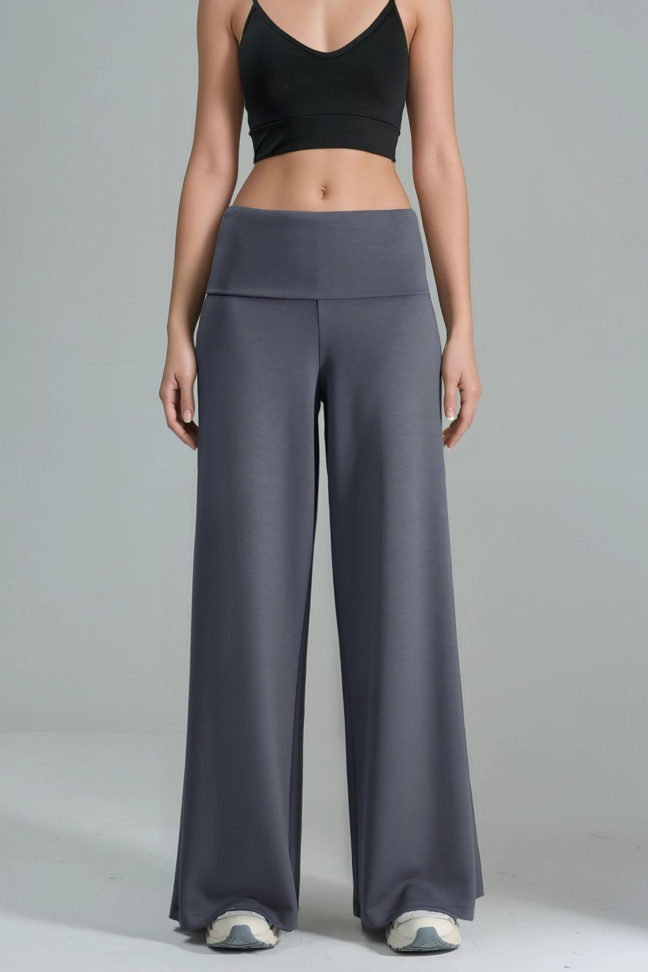 Modal Touch Folded Waist Palazzo Pants 1