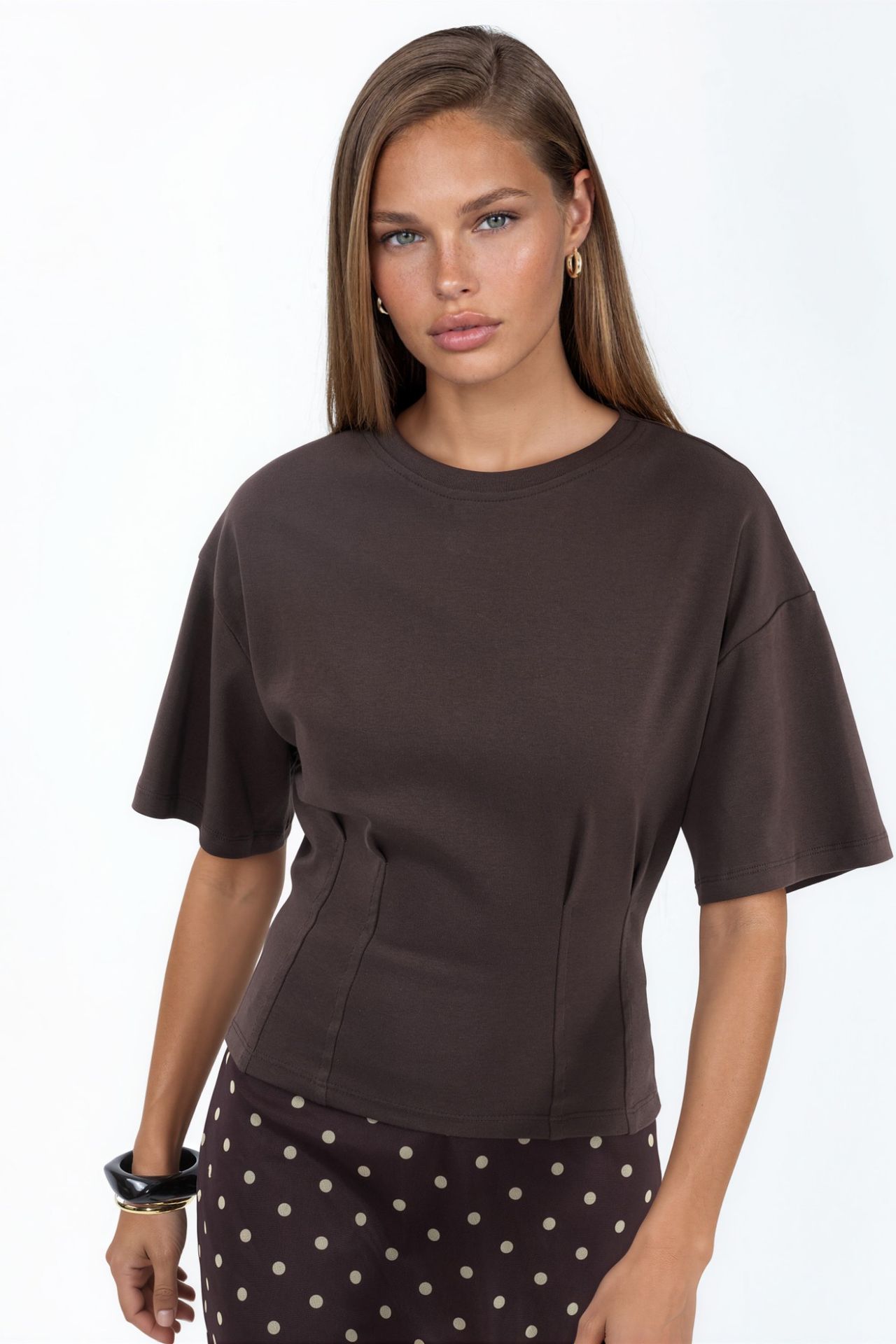 BUSEM Women’s Cotton Ribbed Crew Neck Blouse 5
