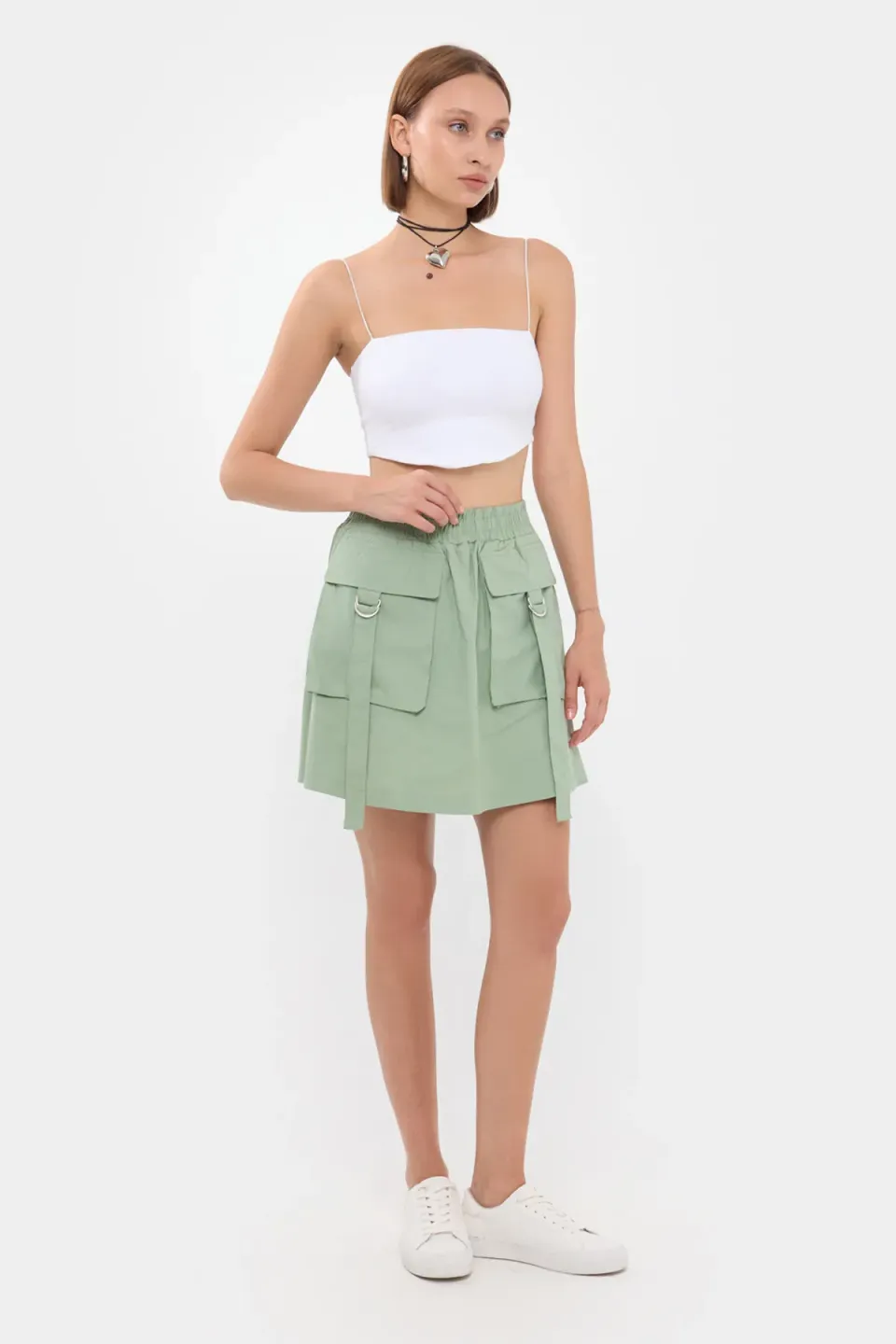 High-Waist Mini Utility Skirt