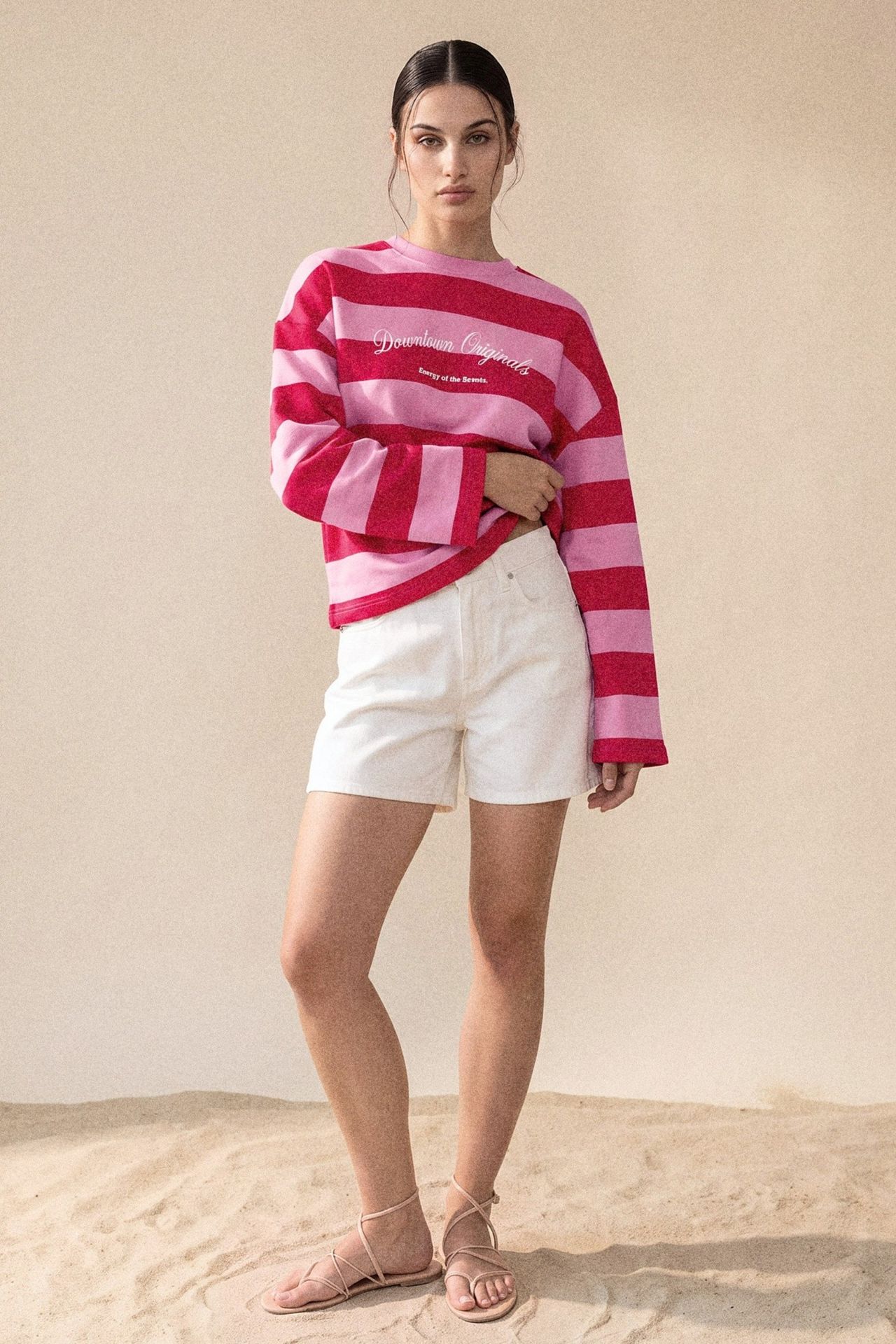 100% Cotton Oversized Striped Sweatshirt