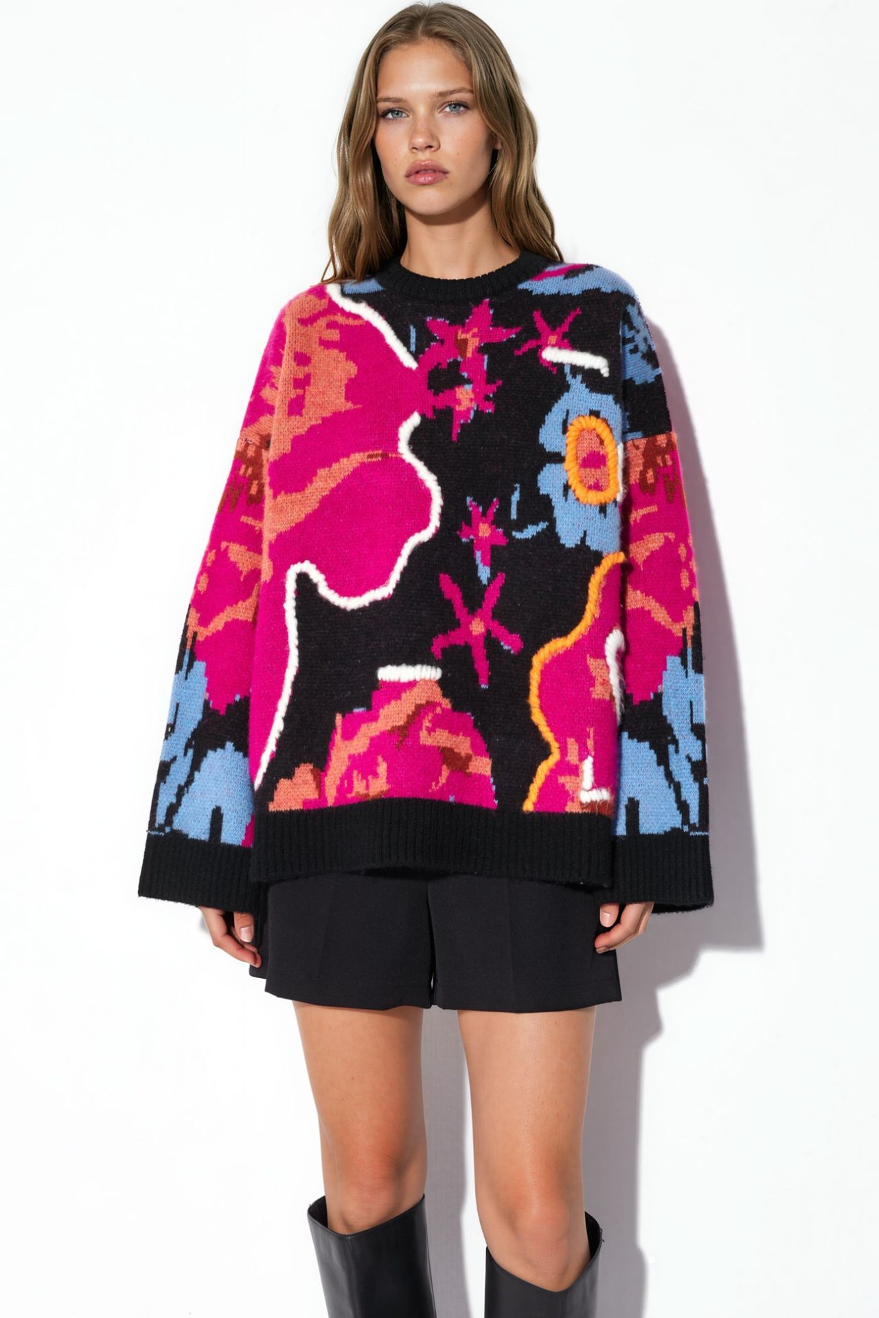 Jacquard Oversized Knit Sweater 7