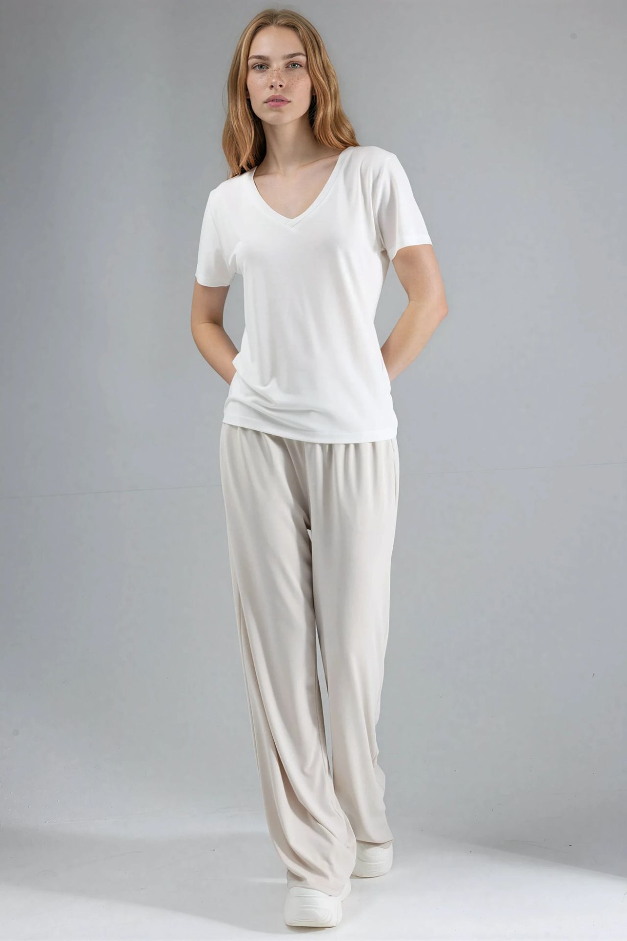 BUSEM V-Neck Short Sleeve Modal Blouse 4