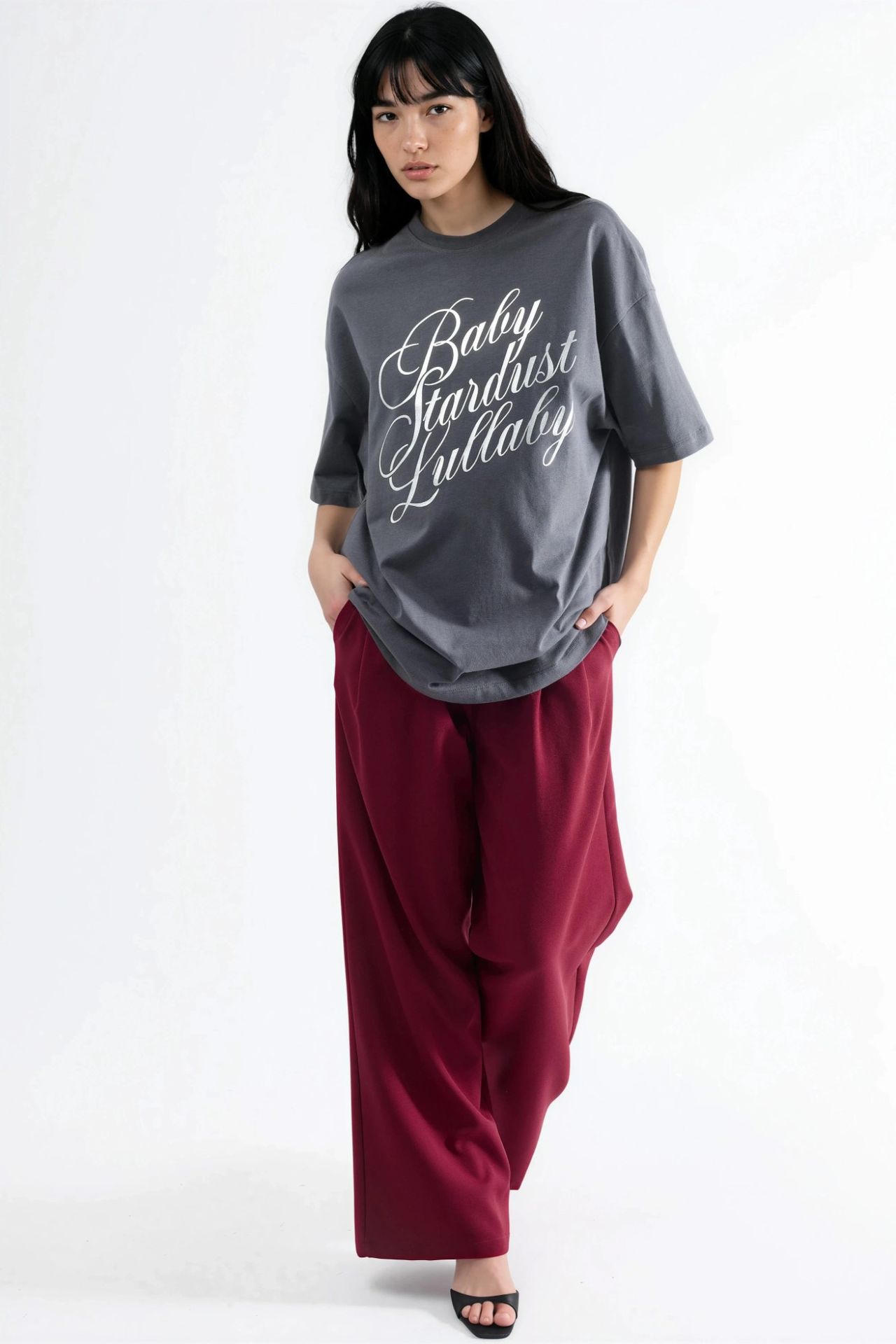 BUSEM Oversized Text Printed T-Shirt 5