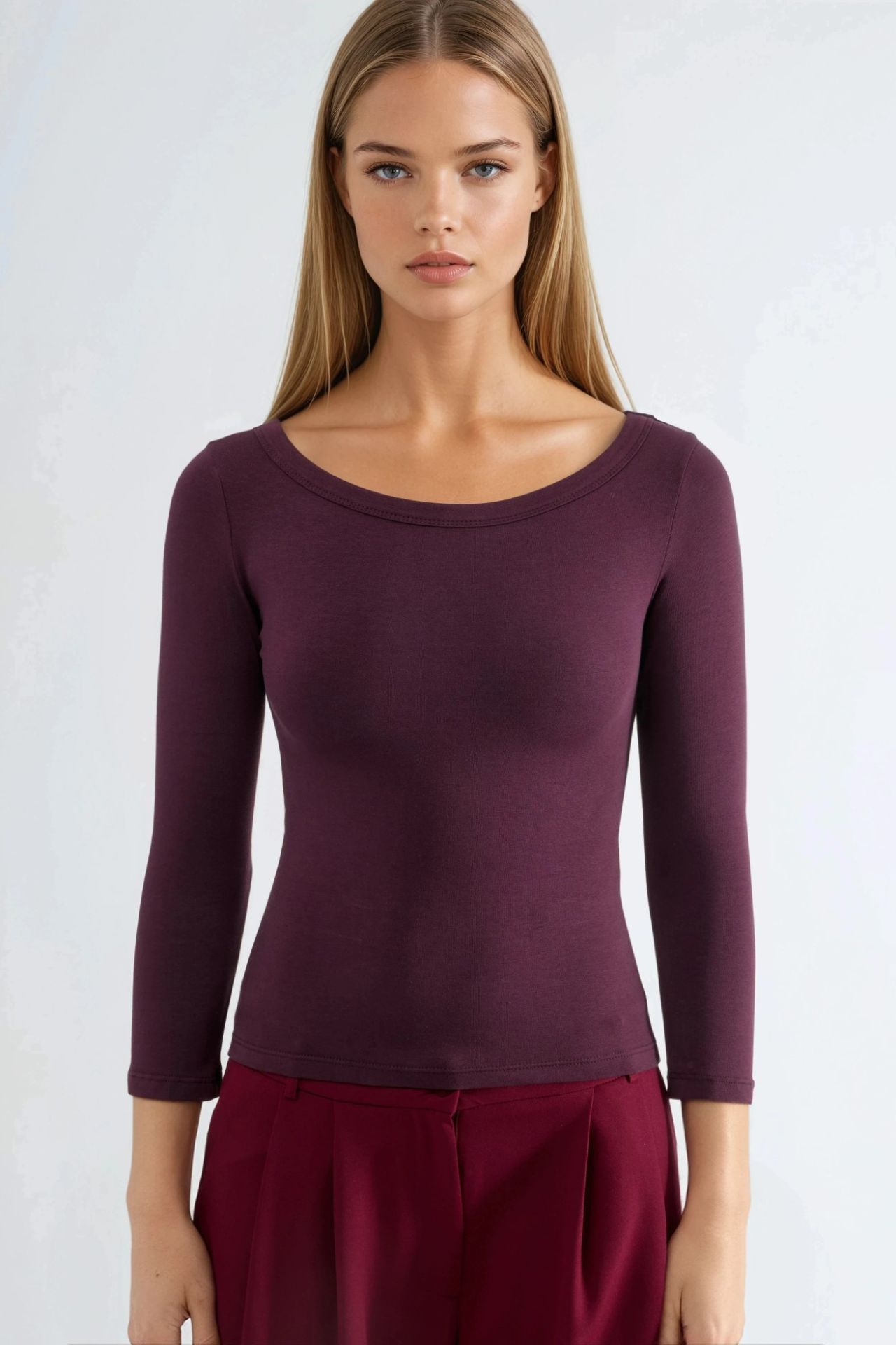 BUSEM Crew Neck Ribbed Long Sleeve Blouse 6