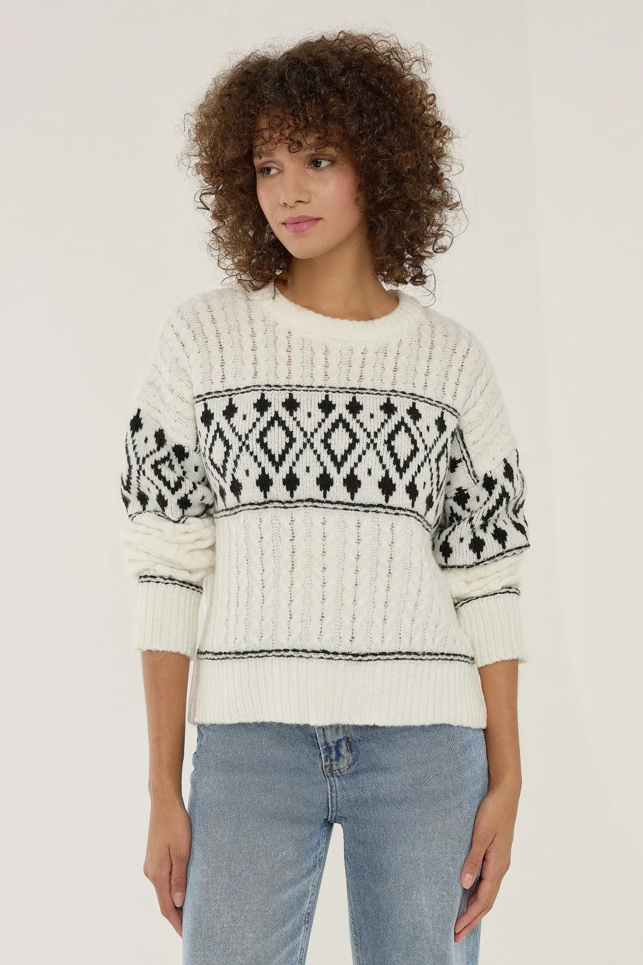 Relaxed Fit Ethnic Knitted Sweater