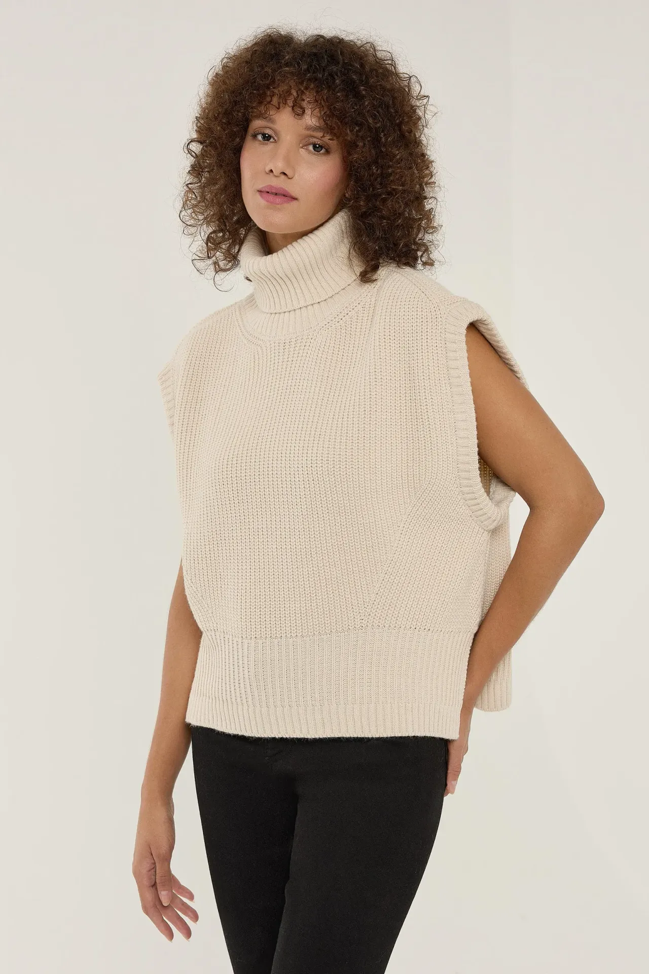 Relaxed Fit Turtleneck Sweater Vest